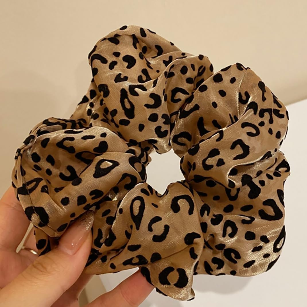 SZZLXYMT 3Pcs Retro Leopard Pattern Slats, Leopard and Cheetah Prints, Large Hair Bundles, Satin Silk Hair Pleats for Women and Girls