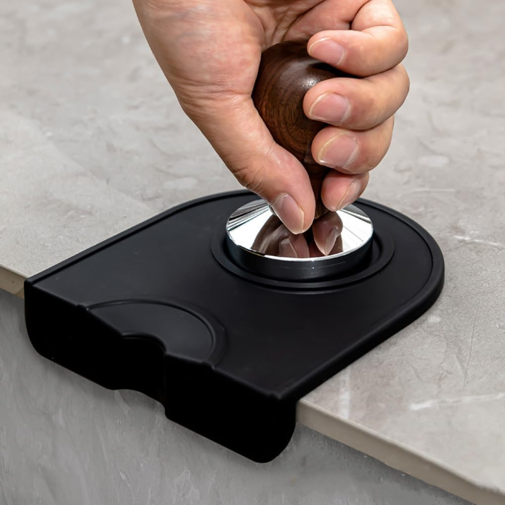 Poemtian Coffee Tamper Mat Holder Pad, Small Silicone Espresso Tamping Mat Black anti Slip Corner Tamping Pad,Anti-Slip Mat Barista Tool Tamp Mat image number 1