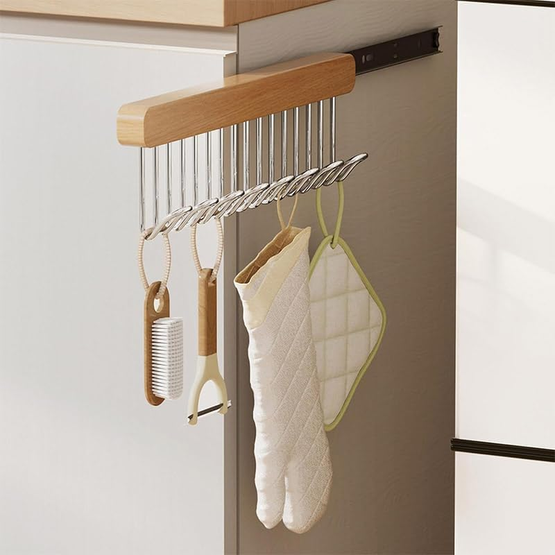 AIMALL Sling Hook Hanger &ndash; Multi-Functional Wave Hanger for Underwear, Vests, and Kitchen Items &ndash; Solid Wood Pull-Out Hanger with 8 Hooks image number 1