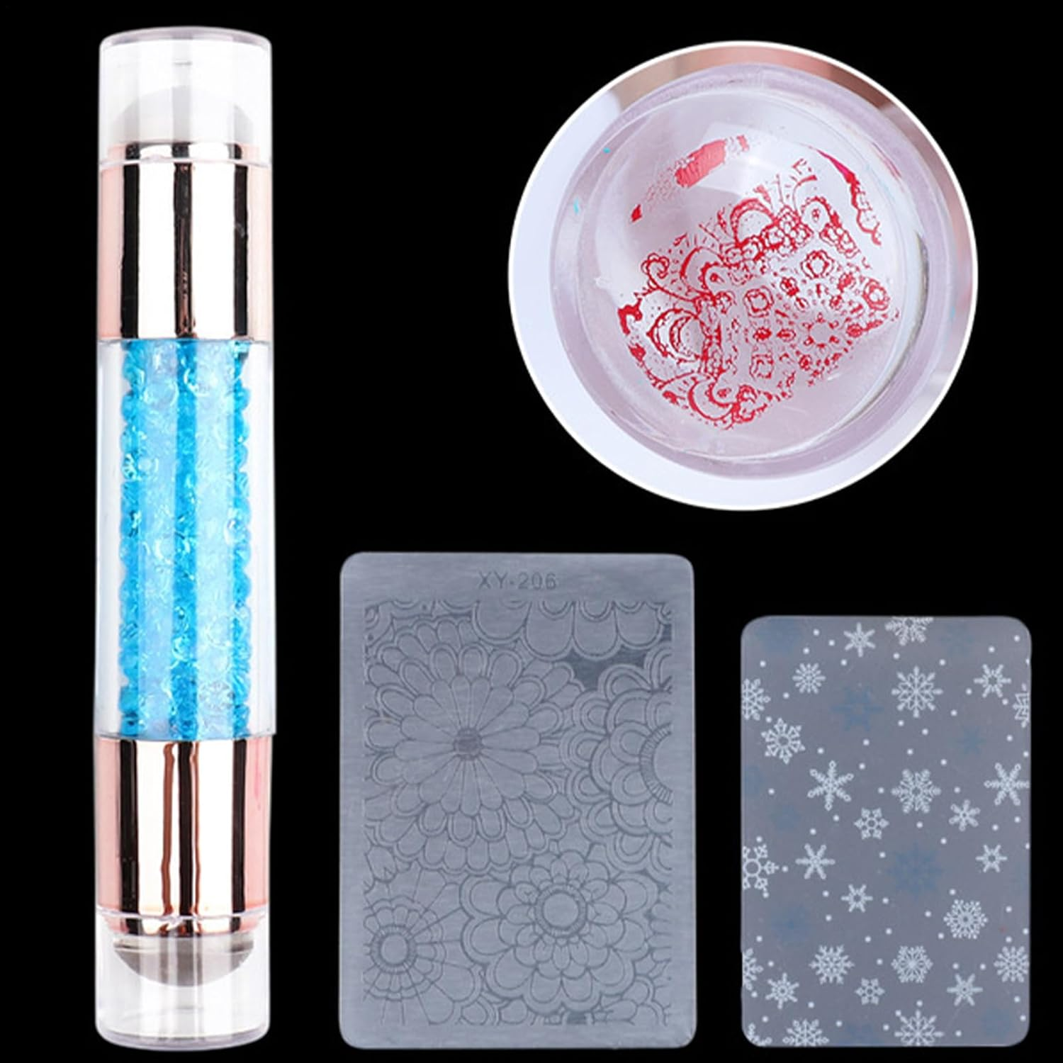 Mivpzisk Nail Stamper Tool - Art Stamping Pens | Rhinestone Embellished Double Ended Stamping Pens for Women Nail Salon Manicure image number 6