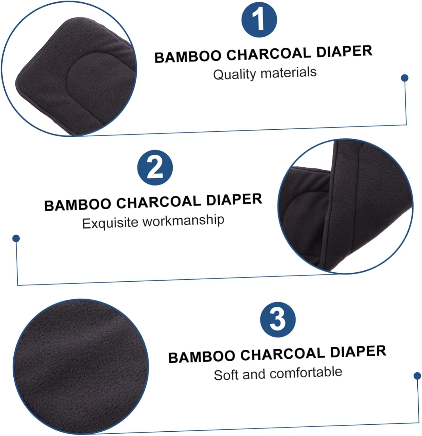 3Pcs Bamboo Fiber Diaper Inserts Diaper Mat for Ultra-Fine Material Quick Absorption Dry Fast image number 5