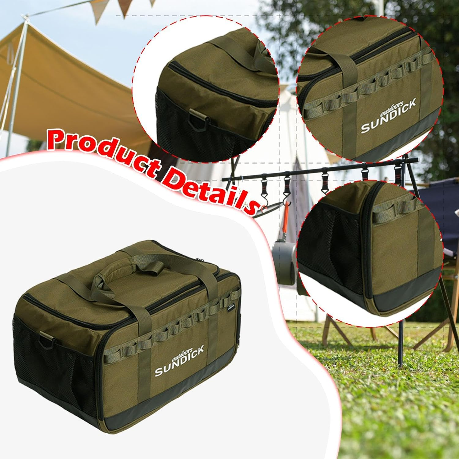 Eigell Camping Carrying Bag Gas Tank Organizer 36 L anti Collision Practical Barbecue Handbag Crossbody Bag for Backpacking Outdoor, Green