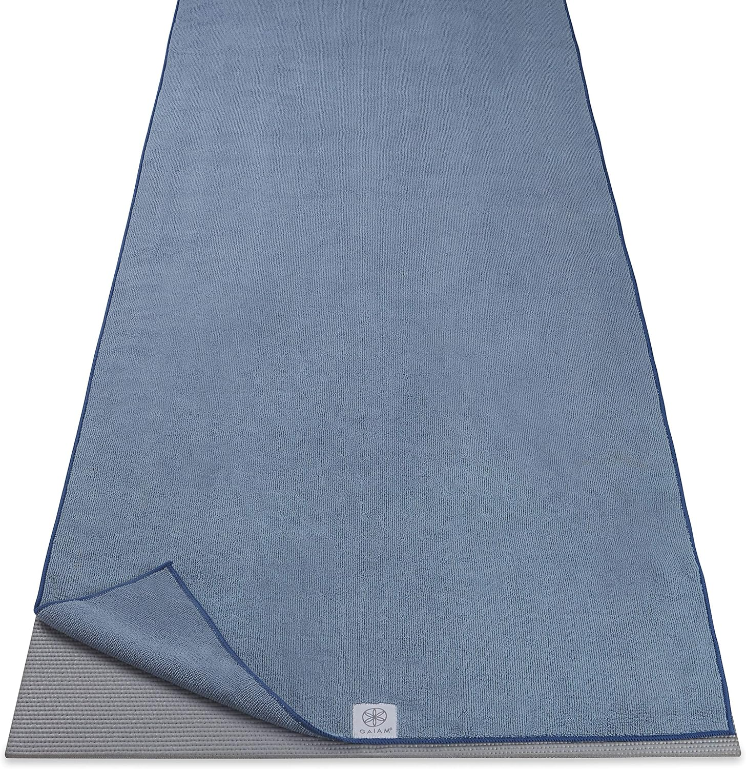 Gaiam Yoga Mat Towel Microfiber Mat-Sized Yoga Towel for Hot Yoga (68" L X 24" W), Folkstone Grey