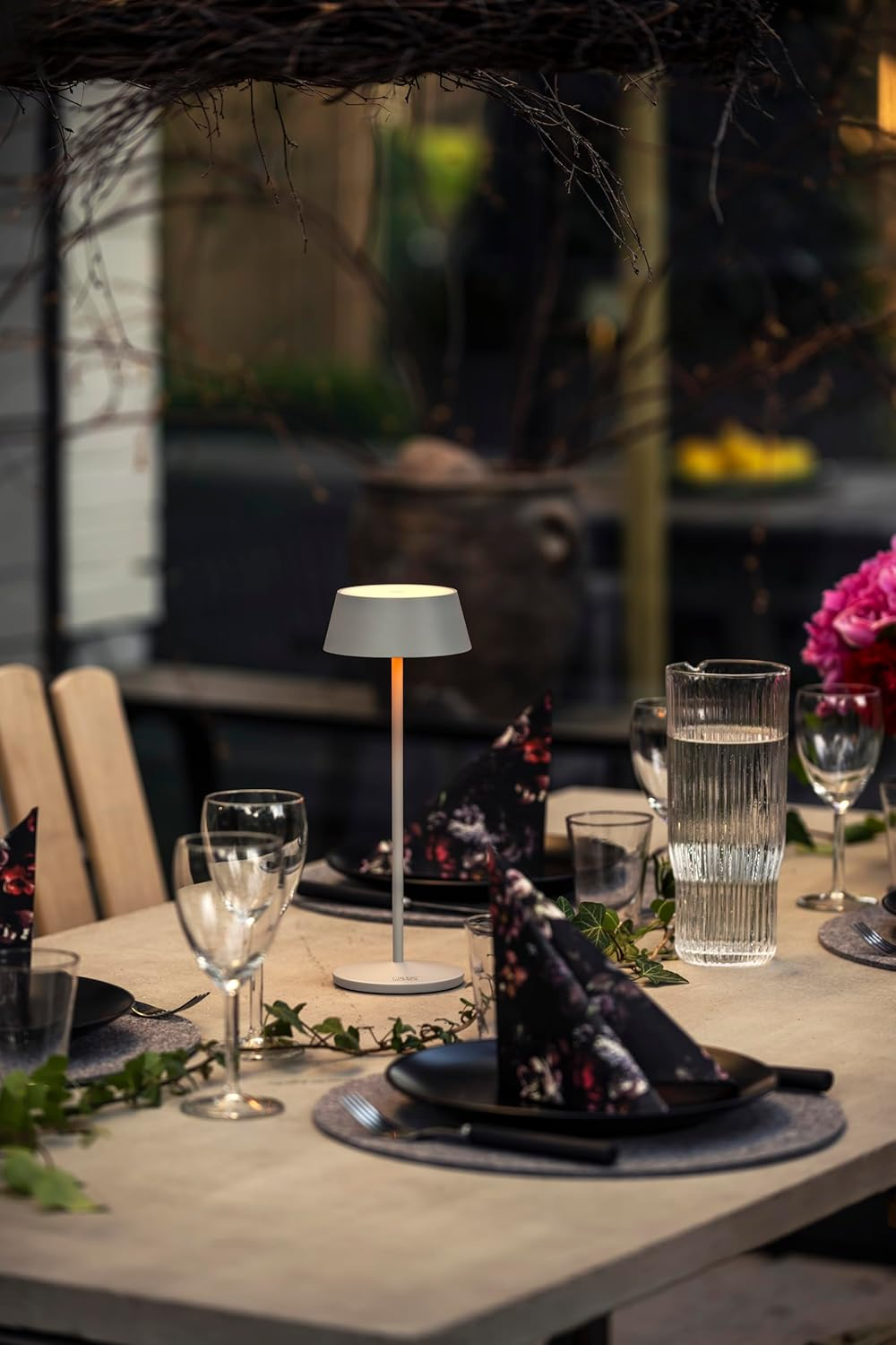 Konstsmide Menton 7839-300 LED Table Lamp, Grey, Indoor/Outdoor, Wireless, 11 X 30 X 11 Cm