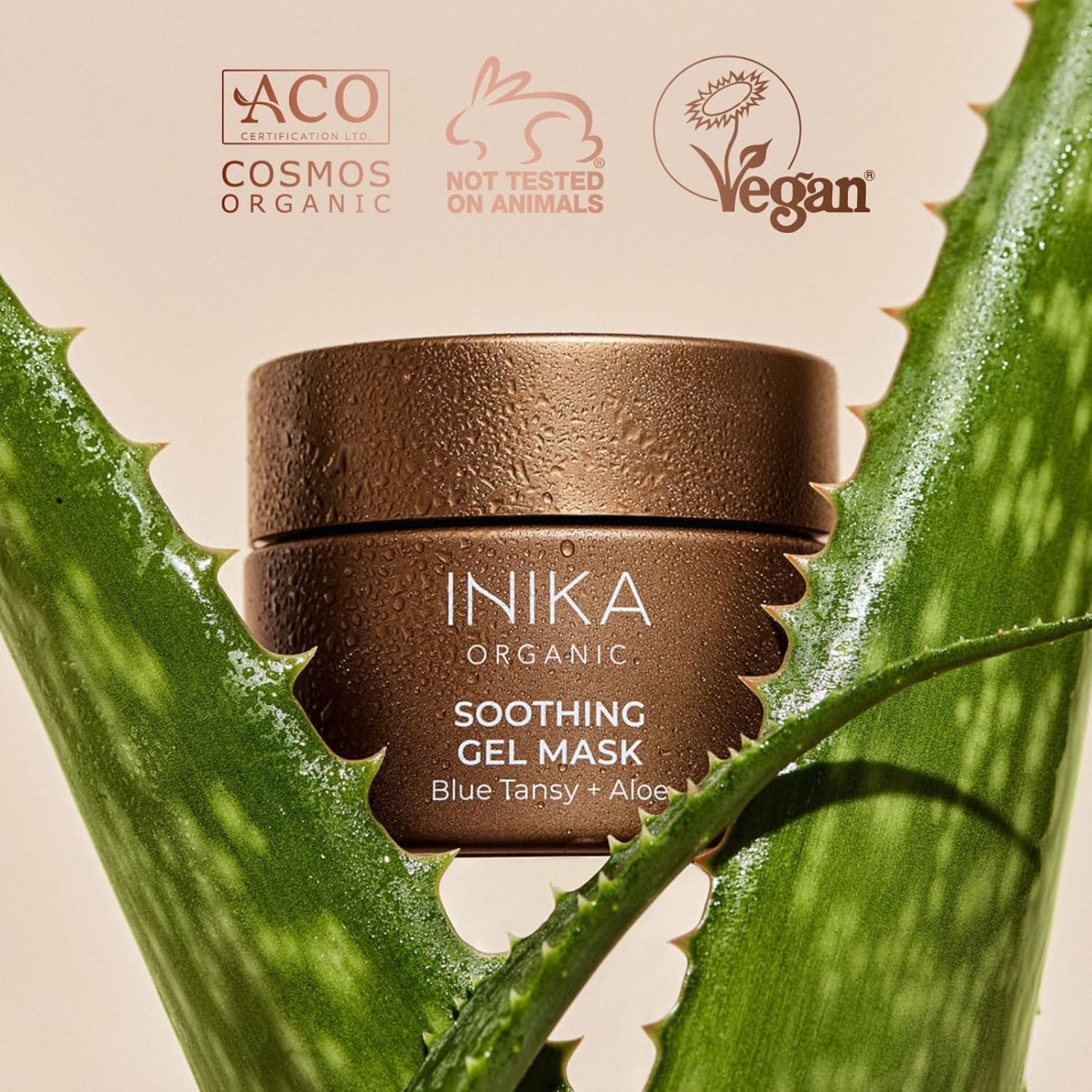 INIKA Organic Soothing Gel Mask | Instantly Calms. Luxurious Formula Cools & Repairs Damaged Skin. Vegan + Sensitive Ingredients. 50Ml image number 3