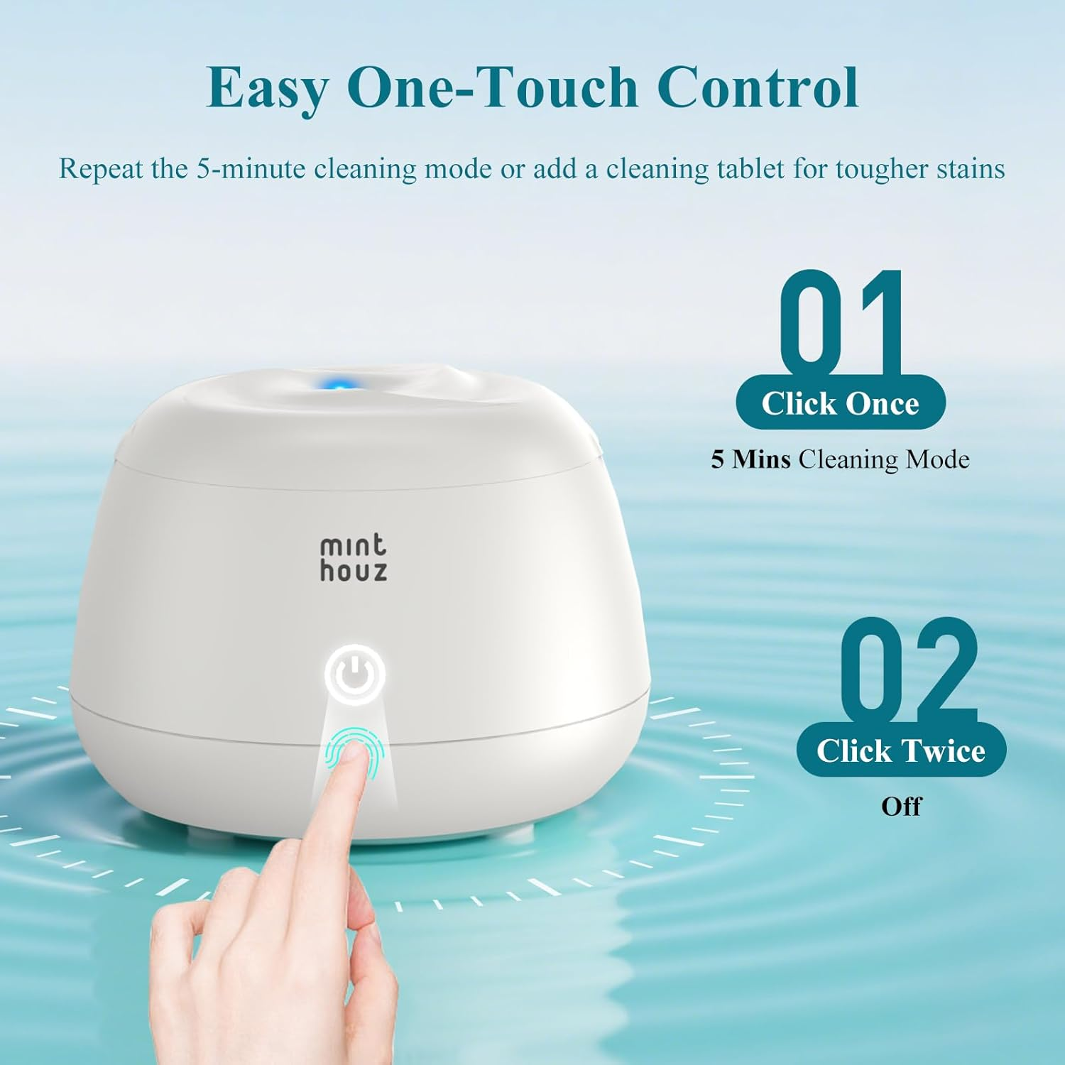 Minthouz UV Ultrasonic Retainer Cleaner, 48Khz Ultrasonic Cleaner, Cleaning Machine for Retainer, Denture, Mouth Guards, Jewelry, Braces, Toothbrush Head with 200Ml Dental Pod