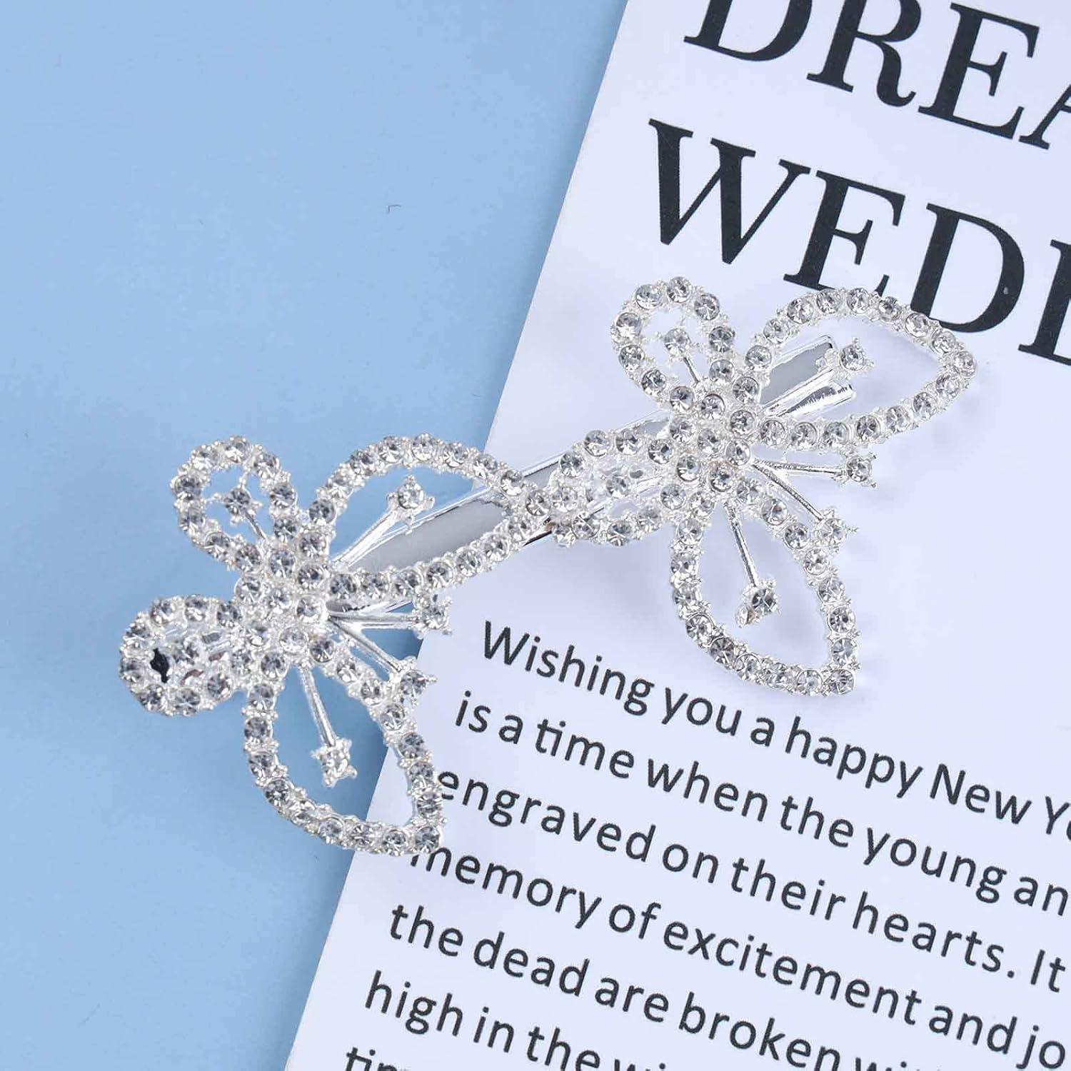 Yheakne Boho Crystal Butterfly Hair Clip Cz Butterfly Hair Clip Silver Butterfly Hair Clip Headpiece Decorative Headwear Hair Accessories for Women and Girls image number 3