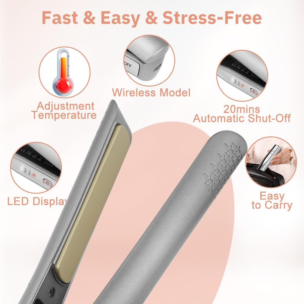 Alaoo Straightener Hair Straightener, Improved Version Ceramic Straight for Smooth & Shiny Hair, Hair Straightener, Professional Hair Straightener, 2-In-1 Straightener, Ideal for Straightening image number 1
