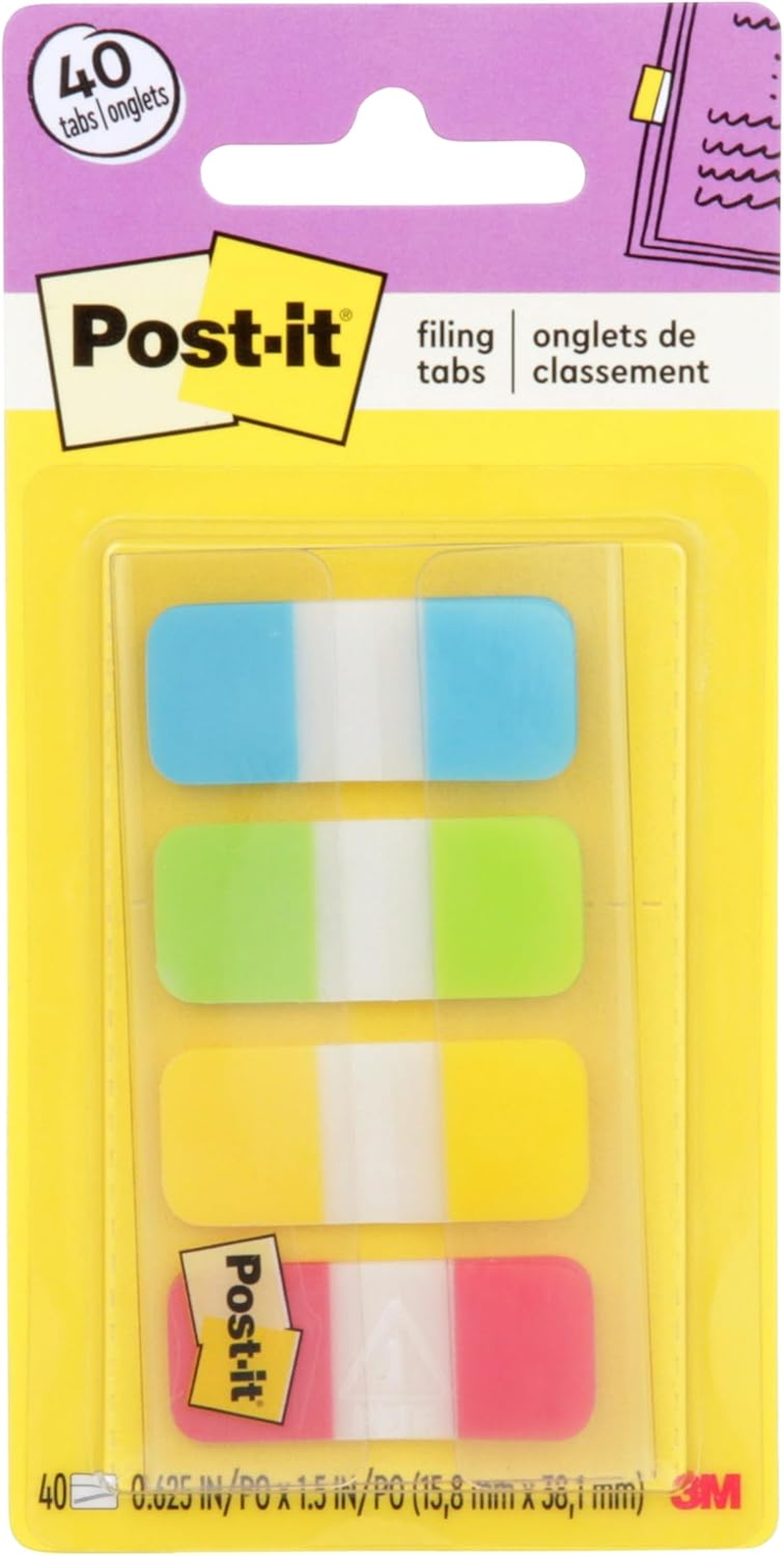Post-It Tabs, .625 X 1.5 Inches, 4 Colors, 10/Color, 40/Dispenser (676-AYPV)