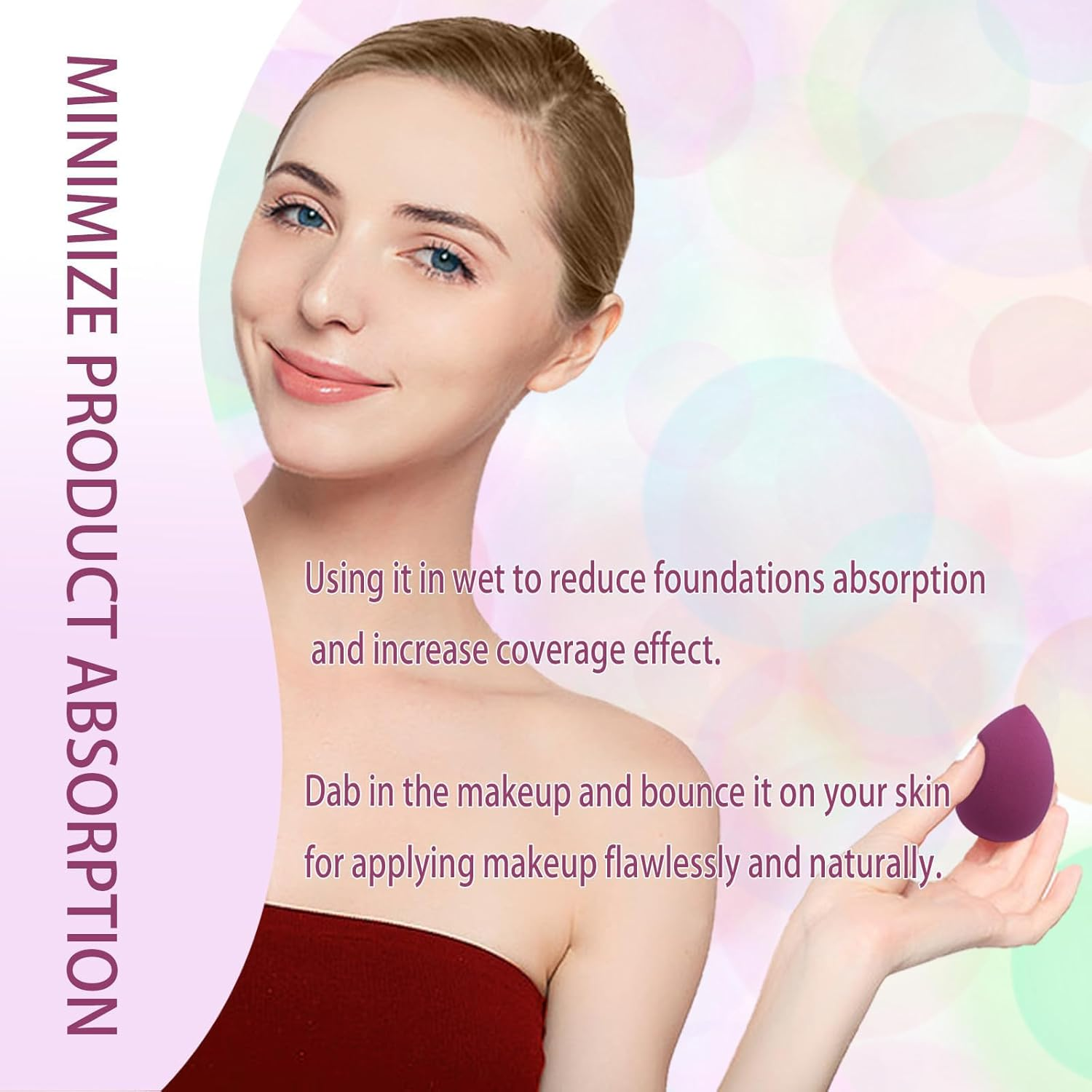 9 Pcs Makeup Sponge Set, Beauty Blender Sponges in Pink, Purple & Nude, 3 Shapes for Foundation, Concealer & Powder Application image number 6