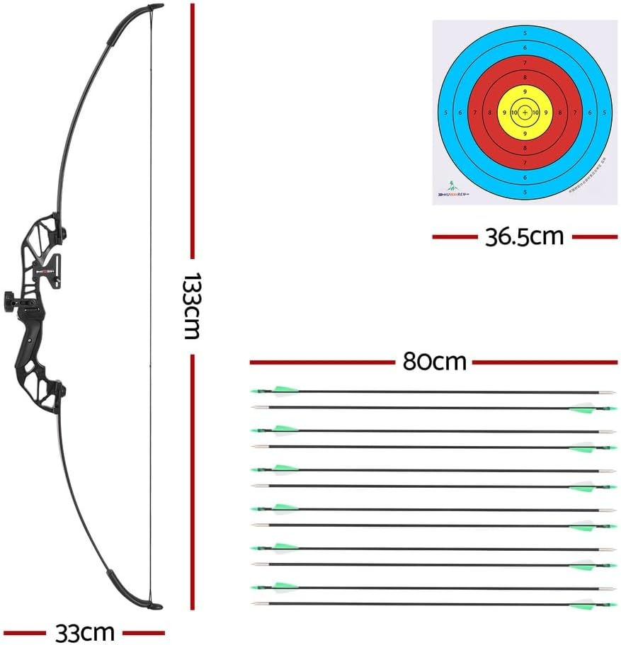 Everfit 55Lbs Bow Arrow Set Recurve Takedown Archery Hunting for Beginner Green image number 2