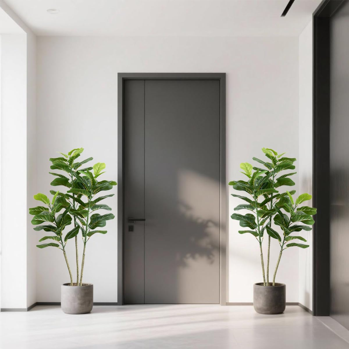 Set of 2 Artificial Fiddle Leaf Fig Trees, 130CM Tall Fake Plants with Pots, Large Faux Ficus Lyrata with Realistic Green Leaves for Indoor Home Decor, Outdoor Decoration &ndash; (130CM-2PCS-B) image number 3