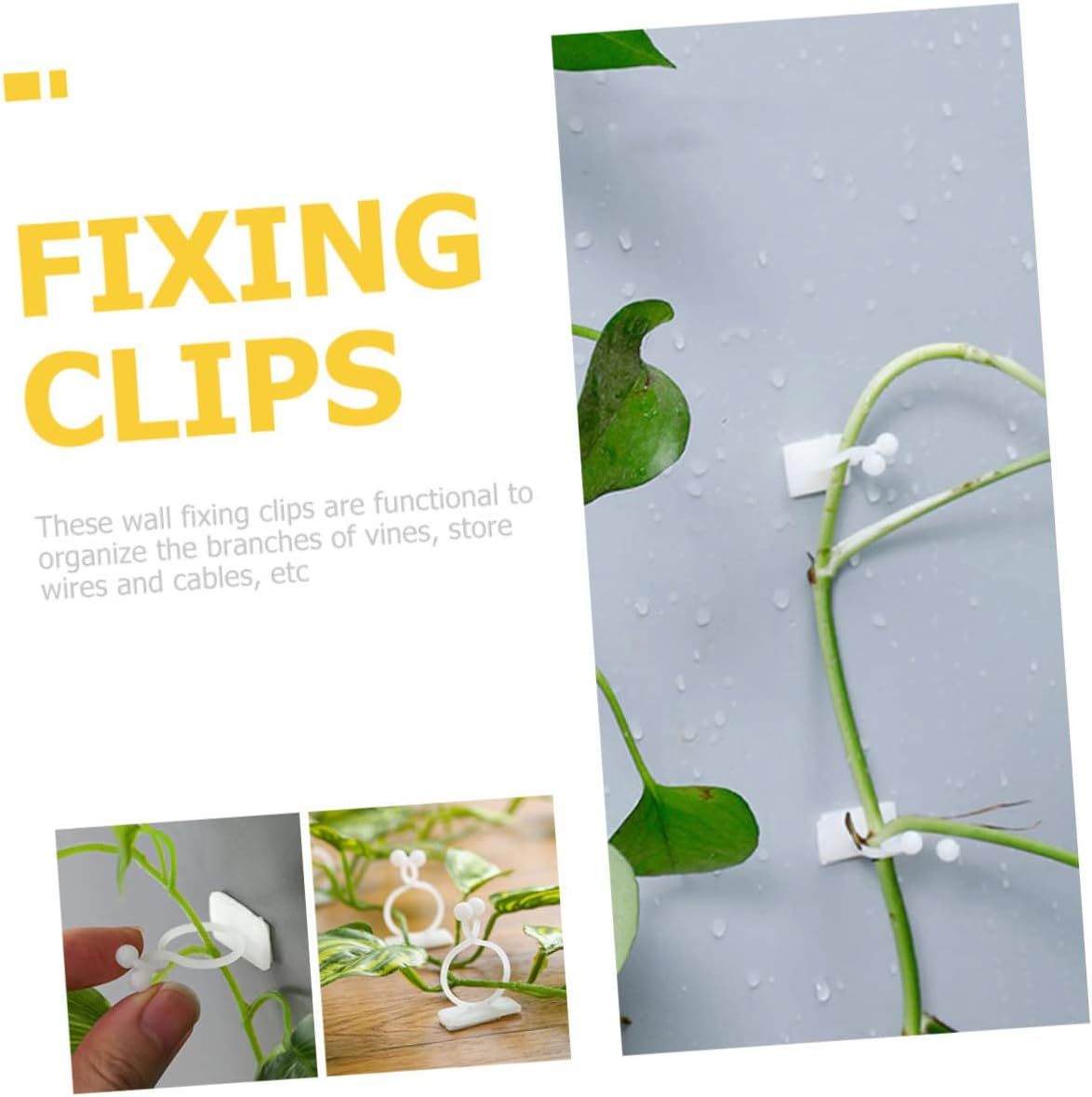 Yardenfun 100Pcs Plant Climbing Wall Fixture Clips for Money Plants Self-Adhesive Indoor/Outdoor Support Hooks Small White image number 5