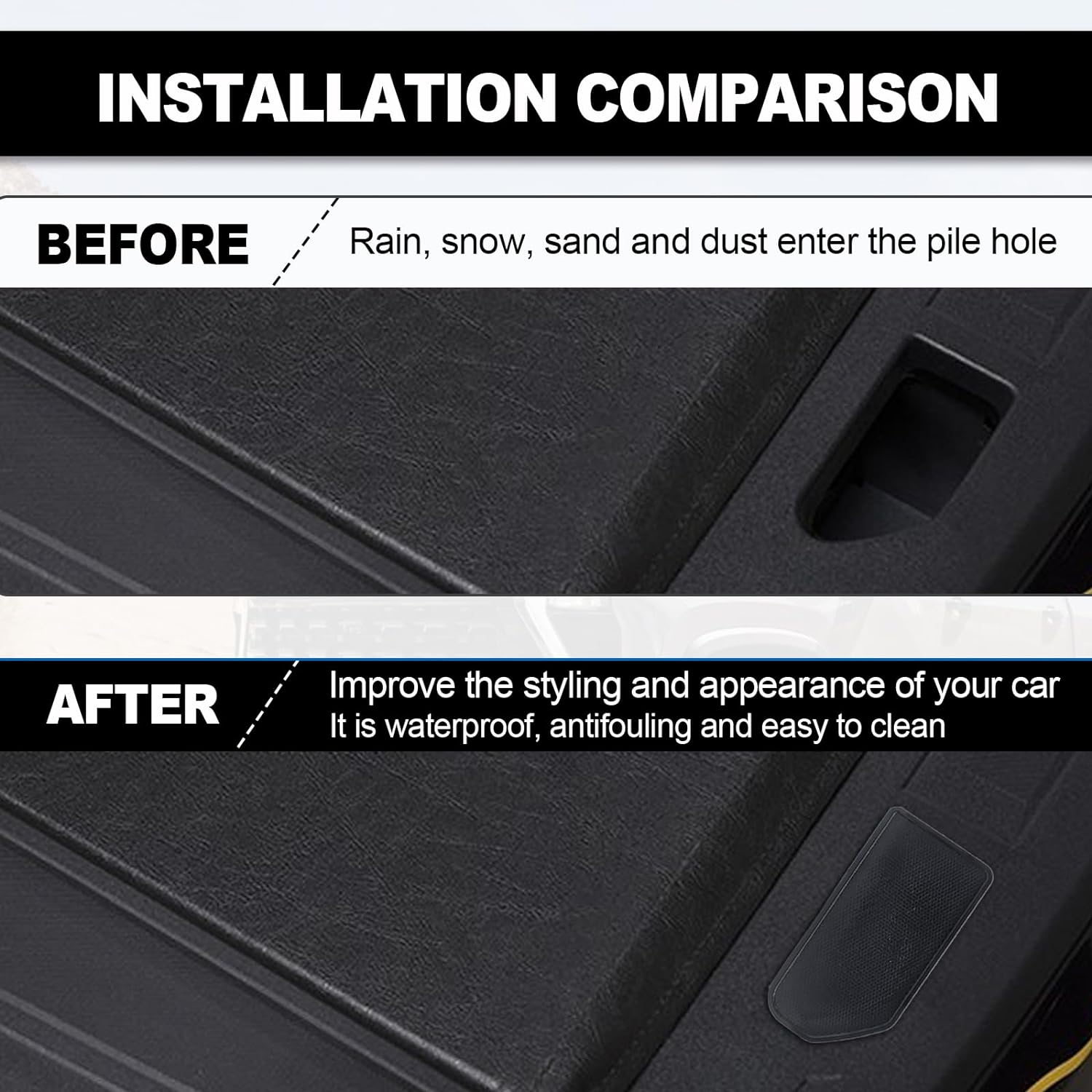 Stymart 2Pcs Bed Rail Stake Pocket Covers Compatible with GMC Sierra 1500/Chevy Silverado 1500 2019-2023 2024 & Silverado/Sierra 2500/3500HD 2020-2024 Upgraded Rear Truck Stake Hole Caps Plugs image number 3