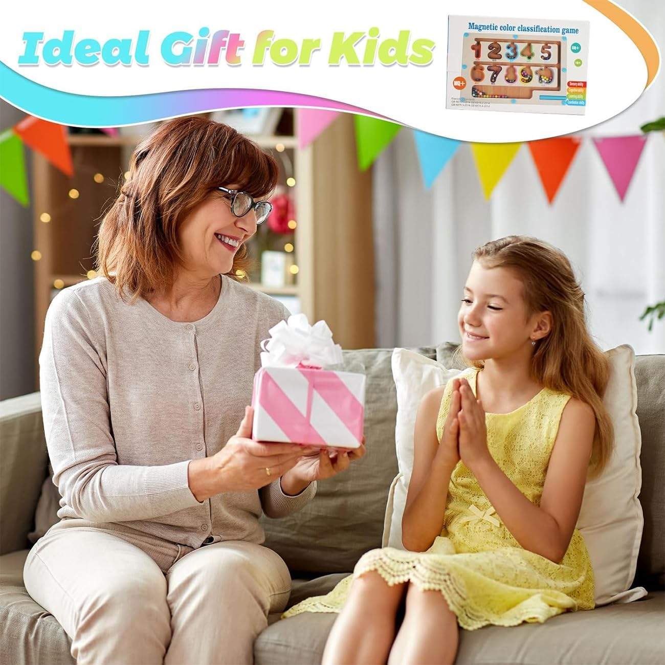 Magnetic Color and Number Maze, Montessori Fine Motor Skills Toys for Boys Girls 3+, Wooden Color Matching Learning Counting Puzzle Board Games (Colorful Numbers) image number 6