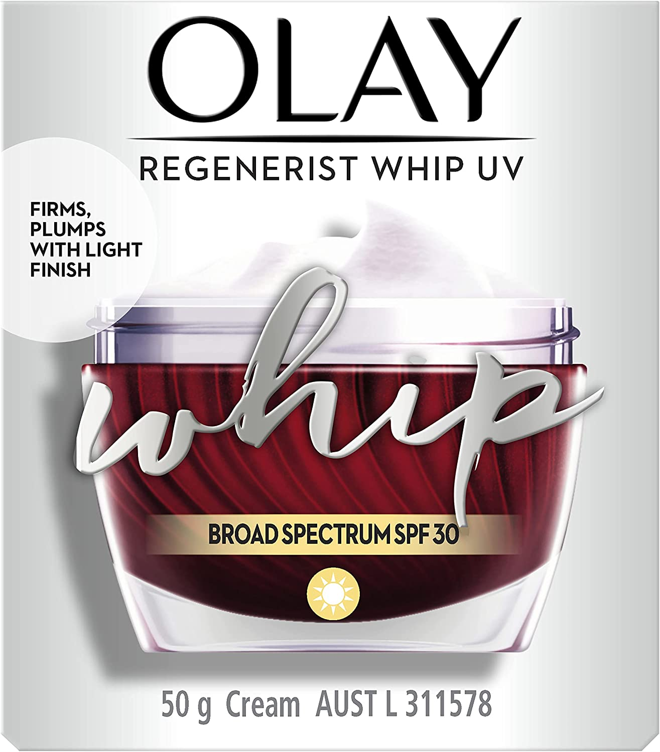 Olay Regenerist Whips Face Cream Moisturiser UV SPF 30 50G image number 4