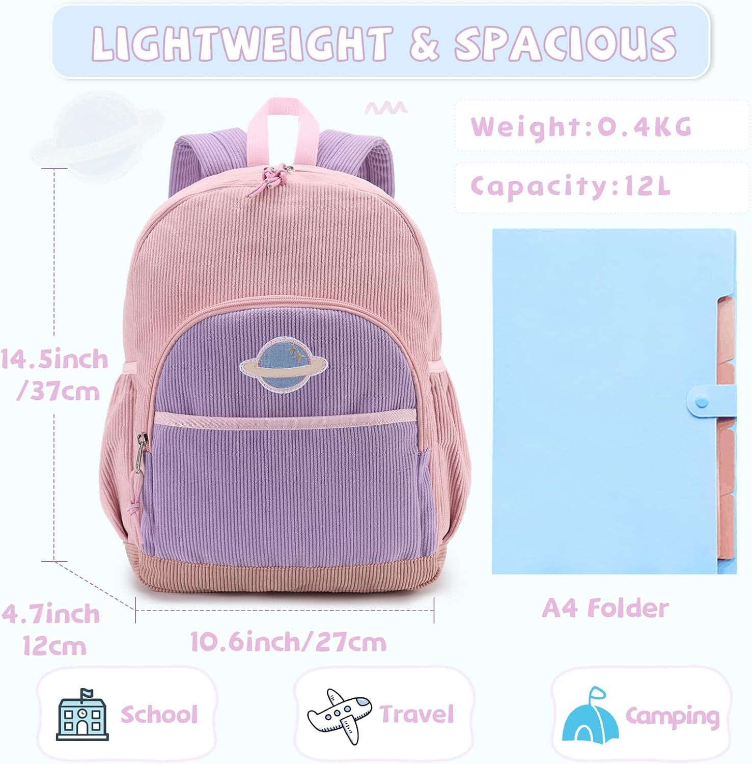 Toddler Backpack, KASQO Cute Lightweight Preschool Backpack Kids Children School Bag for Boys and Girls Kindergarten Daycare Bookbag with Chest Buckle image number 5