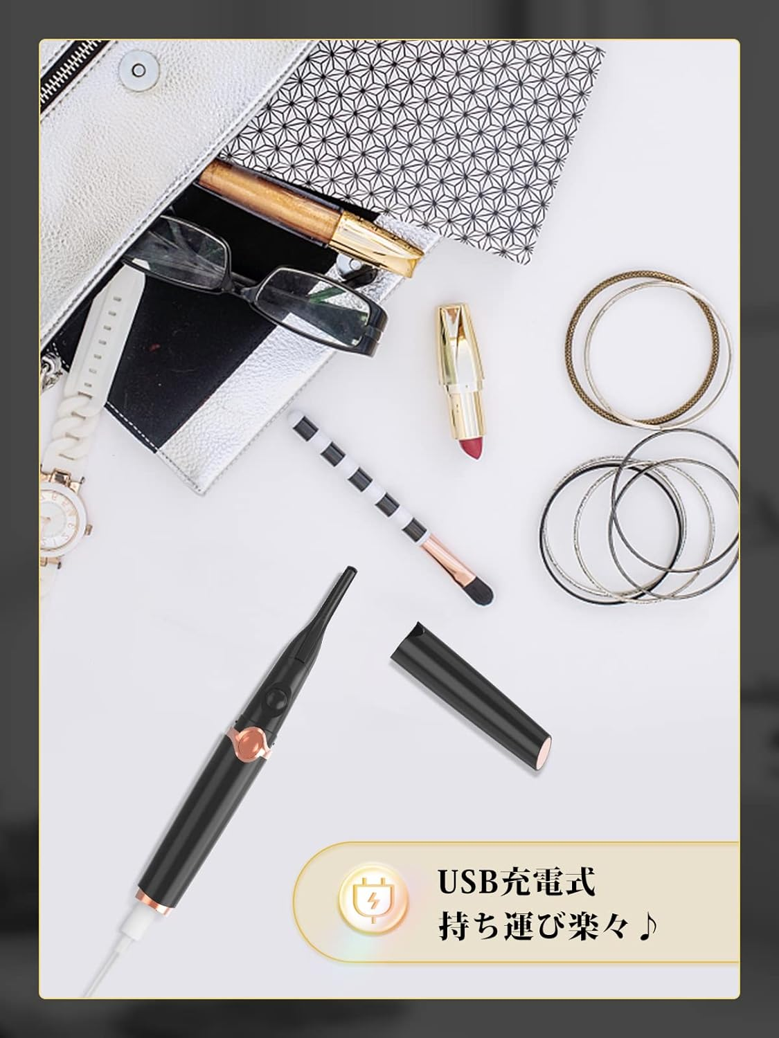 Iitrust Hot Eyelash Curler, 2-In-1, Long Keeping, 3-Stage Temperature Adjustment, 10 Seconds Rapid Preheating, Automatically Power Off, USB Powered, Easy to Carry, Black image number 3