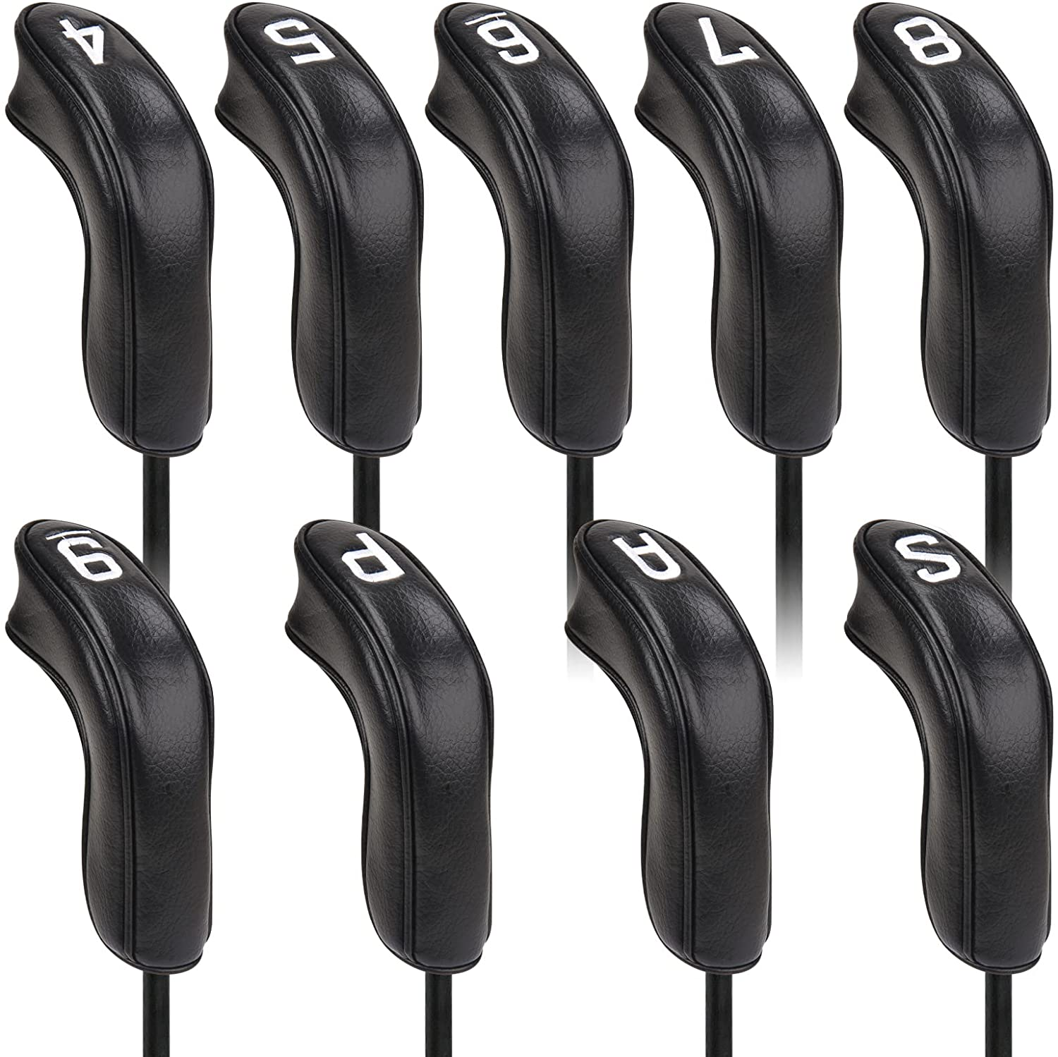 BIG TEETH Golf Hybrid Iron Head Cover 9Pcs Hybrid Head Covers Set Long Hybrid Iron Covers, Golf Club Covers W/Big NO. for Cleveland Launcher, Cobra T Rail Hybrid Irons image number 5