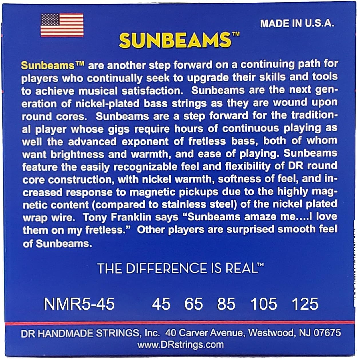 DR NMR5-45 Strings SUNBEAM&trade; - Nickel Plated Bass Strings: 5-String Medium 45-125, Silver image number 3