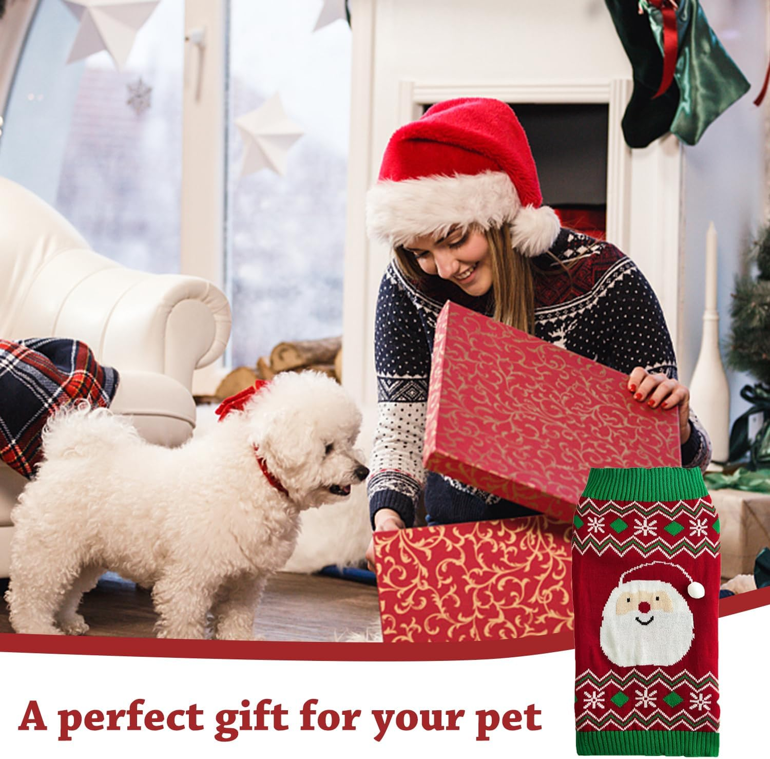 Pet Christmas Jumper, Christmas Jumper, Small Dogs, Christmas Dog Jumper with Snowman Motif, Thickening, Cute and Charming for Everyday Use When Travel, Red (XS) image number 2