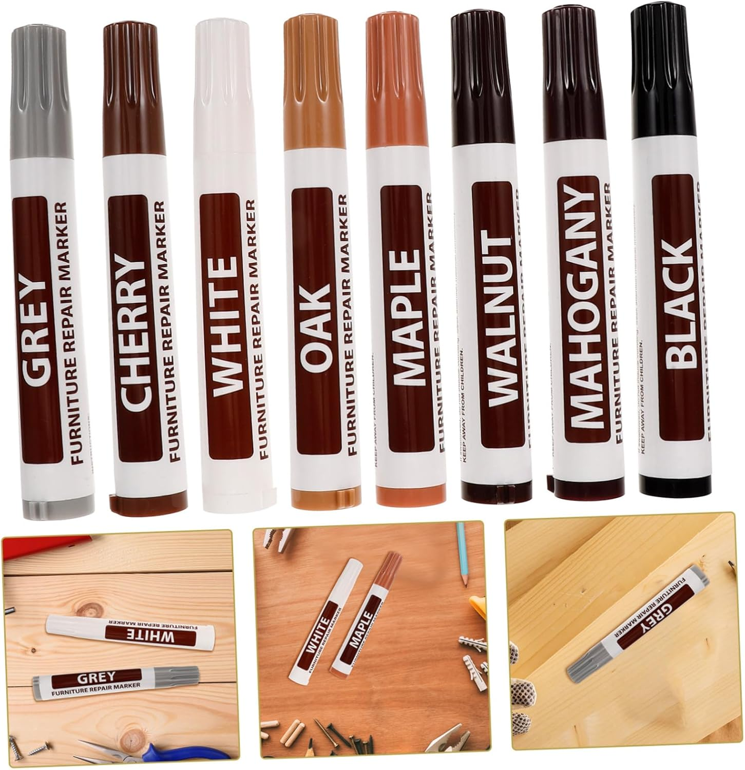 Furniture Kit 8Pcs Markers Pens Wood Floor Repair Tool Hardwood Floor Scratch Repair Kit