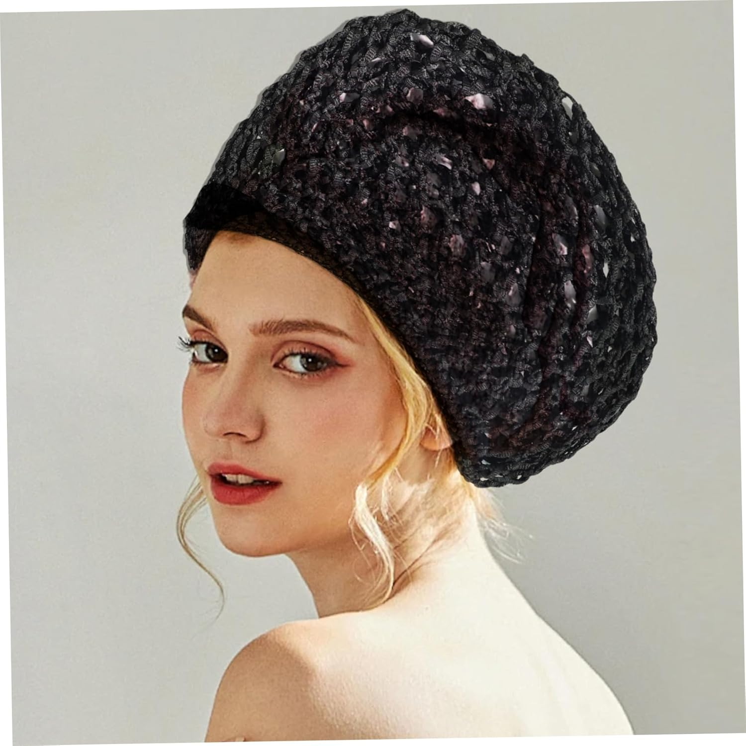 Tubi Hair Wrap, 6PCS Elastic Crochet Hair Net, Soft Breathable Mesh Wrap Net for Silk Press, Nets for Sleeping, Long Straight Curly, Decor