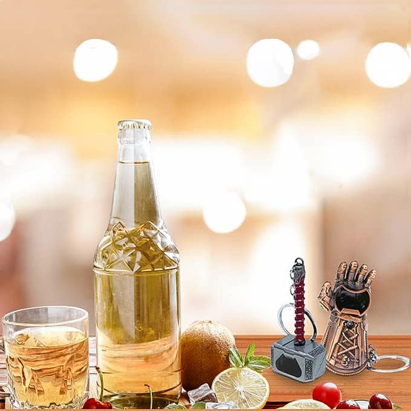 2-Pack Mjolnir Keychain Bottle Opener Infinity Gauntlet Keychain Bottle Opener, Thor Hammer Keychain Bottle Opener Thanos Glove Keychain Bottle Opener image number 2