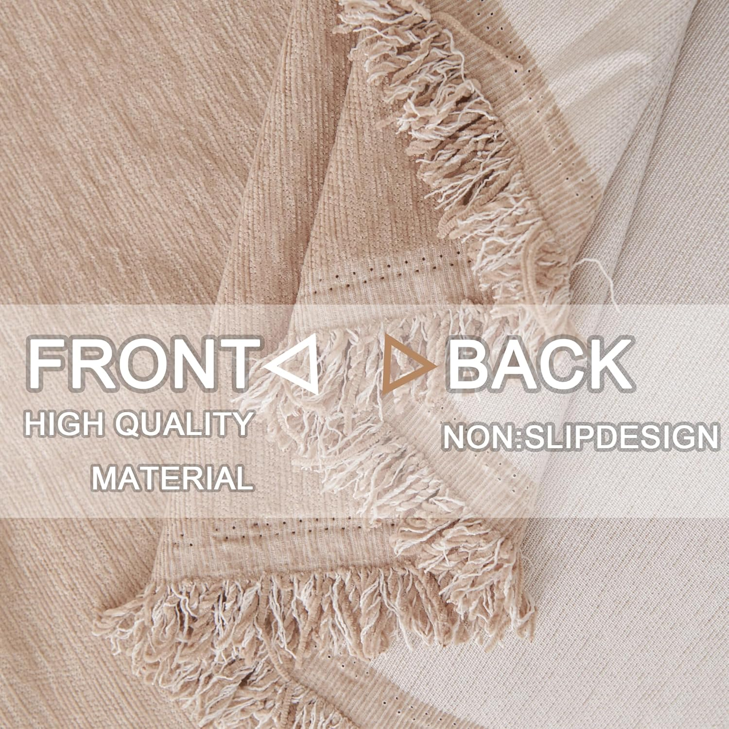 Couch Covers for Dogs, Chenille Sofa Cover,L-Shape Sofa Slipcovers - Washable Sectional Protector, Non-Slip Furniture Covers with Tassel, Boho Style Pet-Friendly (Khaki, L(180Cm*300Cm)) image number 5