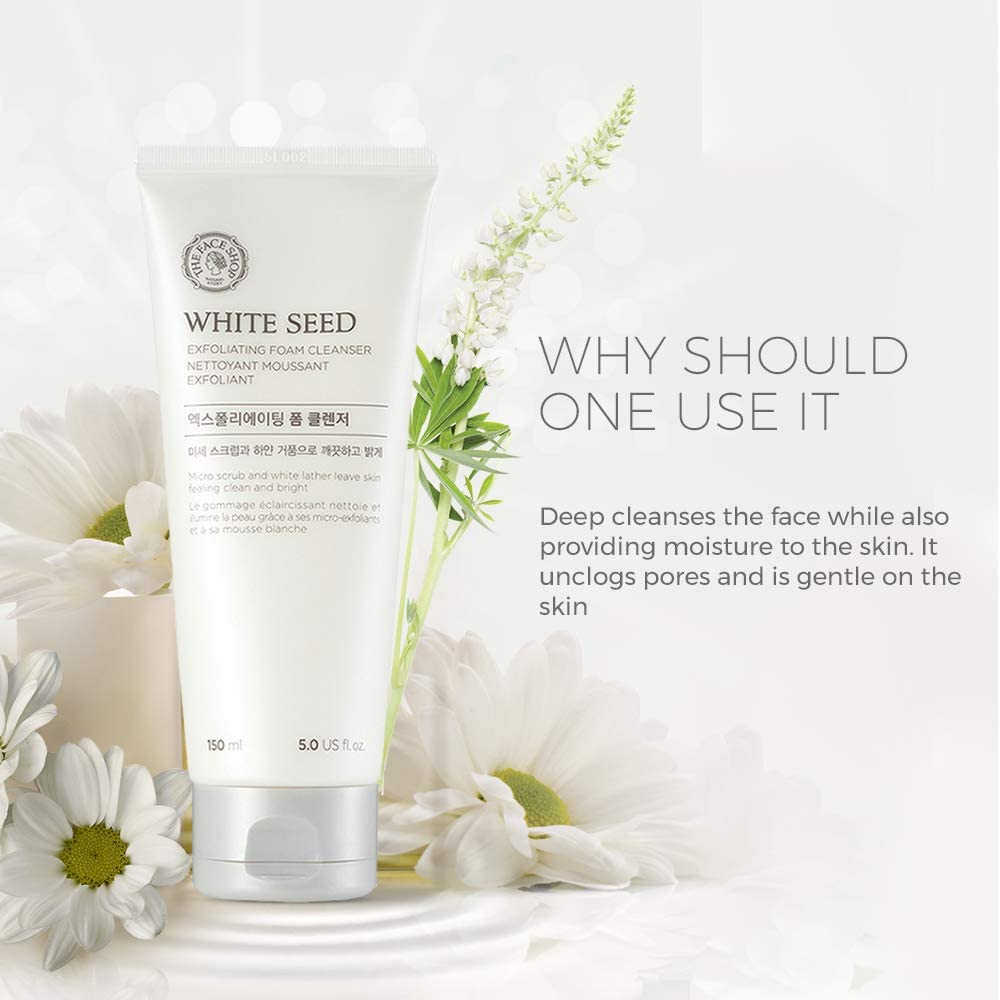 The Face Shop White Seed Exfoliating Cleansing Foam, image number 2