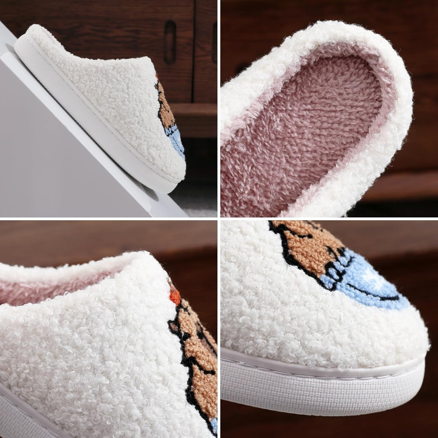 Cute Animal Slippers for Women and Men with Capybara or Chicken Embroidery Plush Memory Foam House Shoes with Soft Lining and Non Slip Sole for Indoor Use