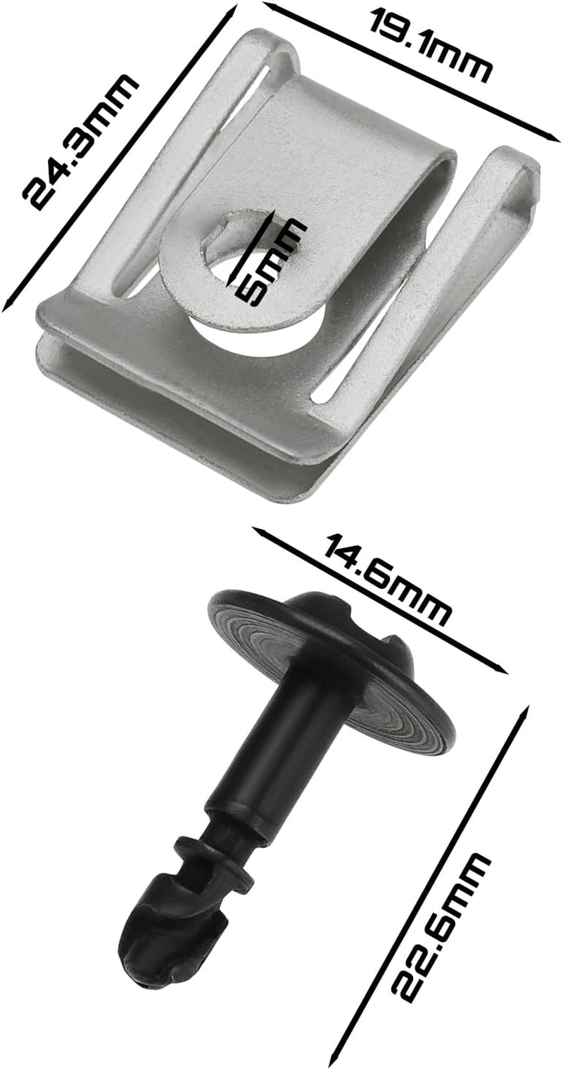 Ecsing 10 Sets of Screw and Nut Clip Kit Compatible with Audi A5 A6 A7 Q7 Compatible with BMW E46 E65 E70 E71 Compatible with Mini Clubman 2007-2014 10