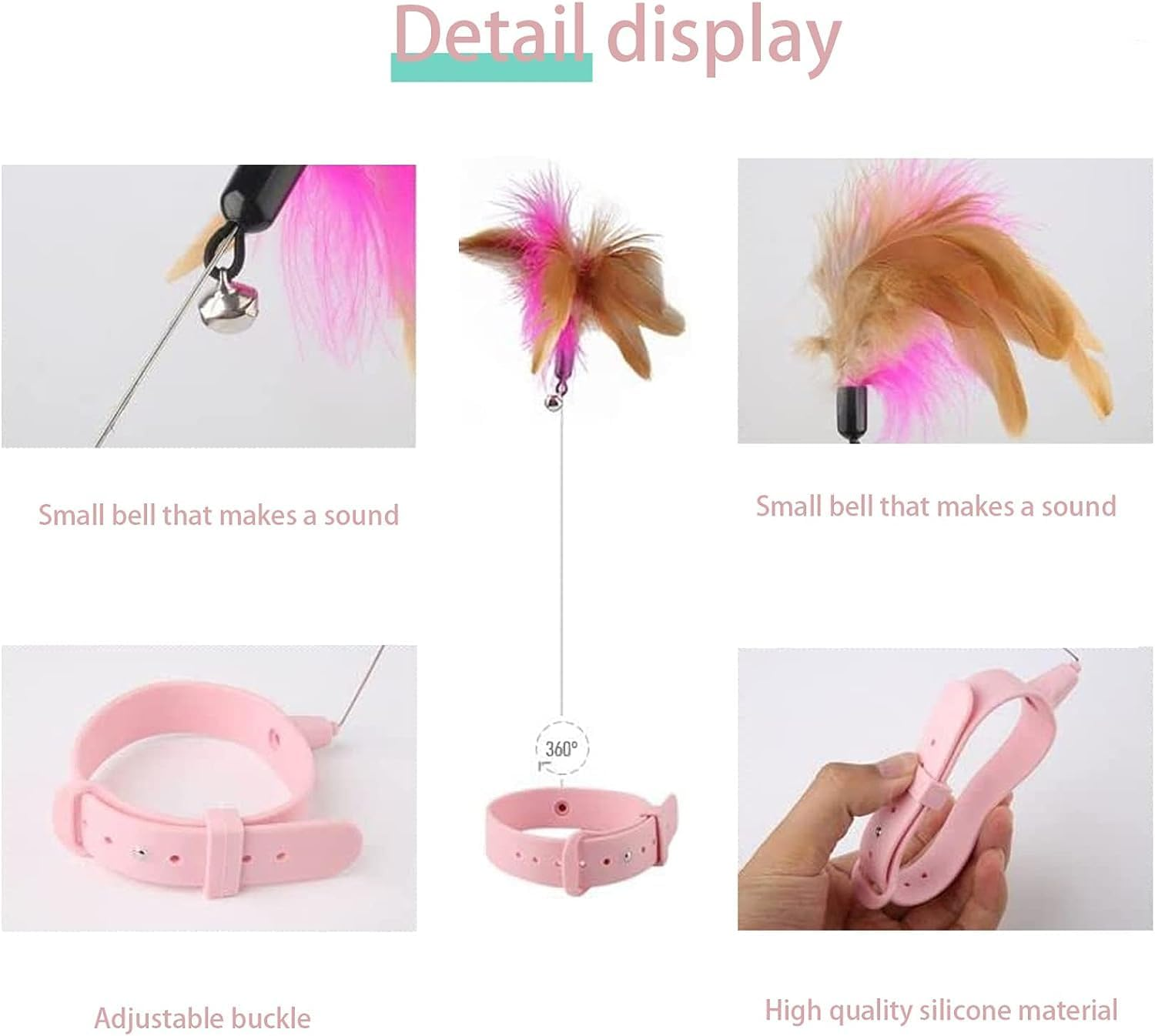 Feather Toys, Cat Teaser Collar Cat Teasing Wand Silicone Collar Interactive Cat Feather Toys for Kitten Play Blue image number 1