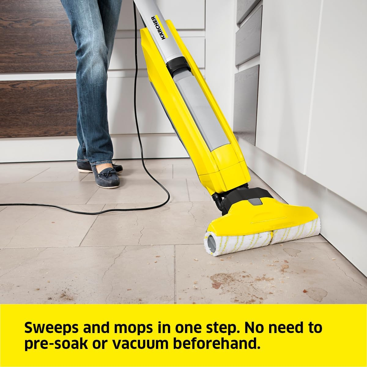 K&auml;rcher FC 5 Pet Hard Floor Cleaner; Dries in 2 Minutes, 300Ml Fresh Water Tank; 200Ml Dirty Water Tank; 300Mm Working Width; 7M Cable Length; 5.24KG