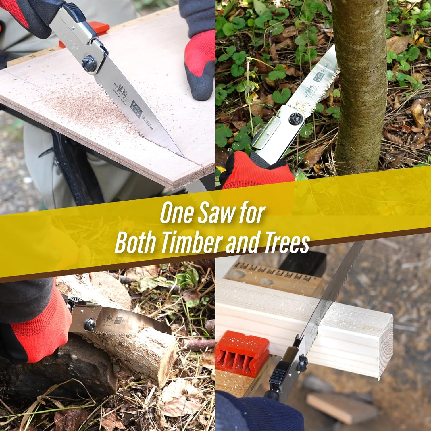 SUIZAN Japanese Folding Saw 210Mm Versatile for Wood - Compact Handsaw Pruningsaw Garden Woodworking DIY Tools image number 3