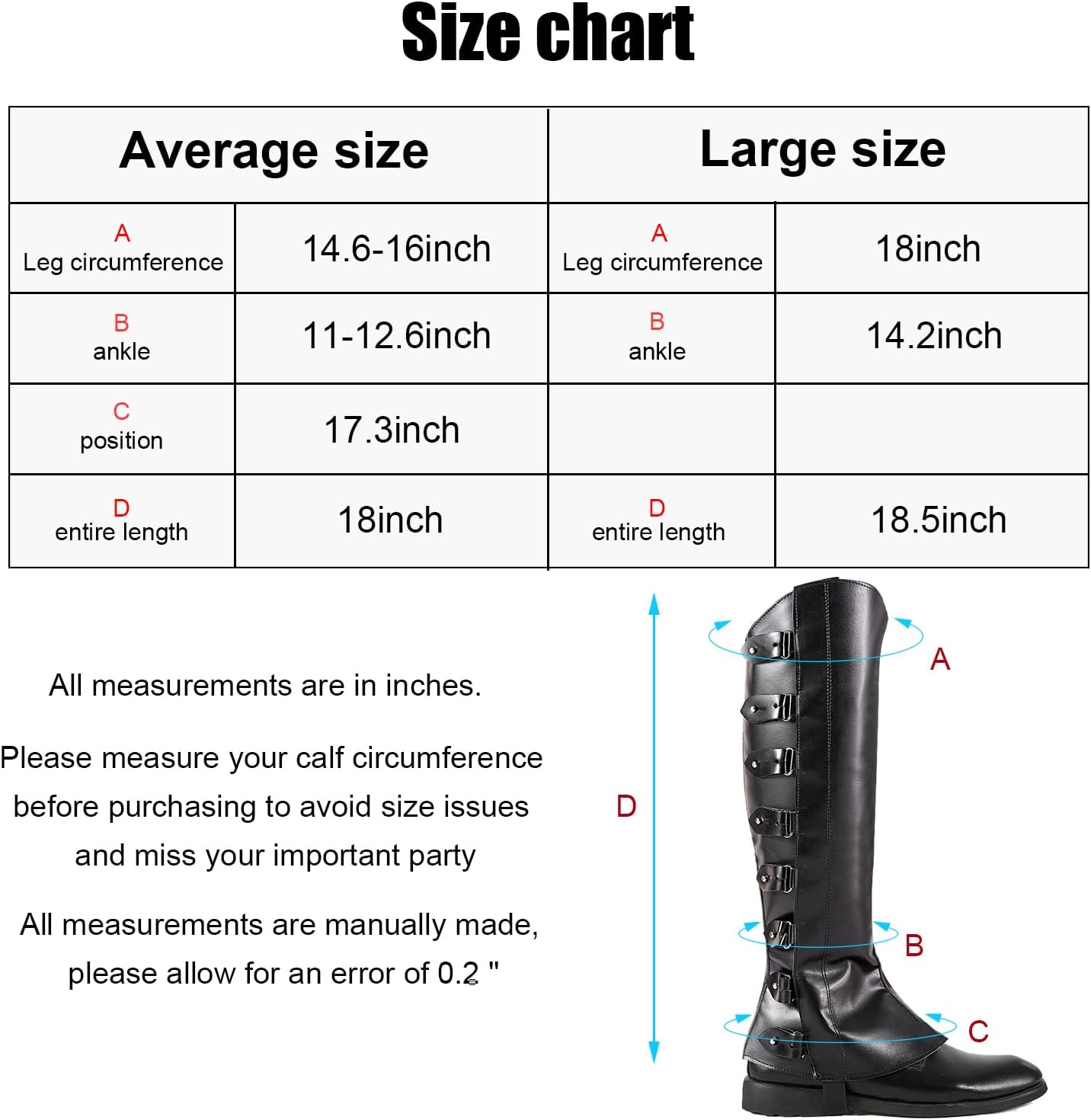 Pirate Boot Covers - Faux Leather Steampunk Renaissance Costume Boot Tops Knight Warrior Cosplay - Average Dark Brown image number 6