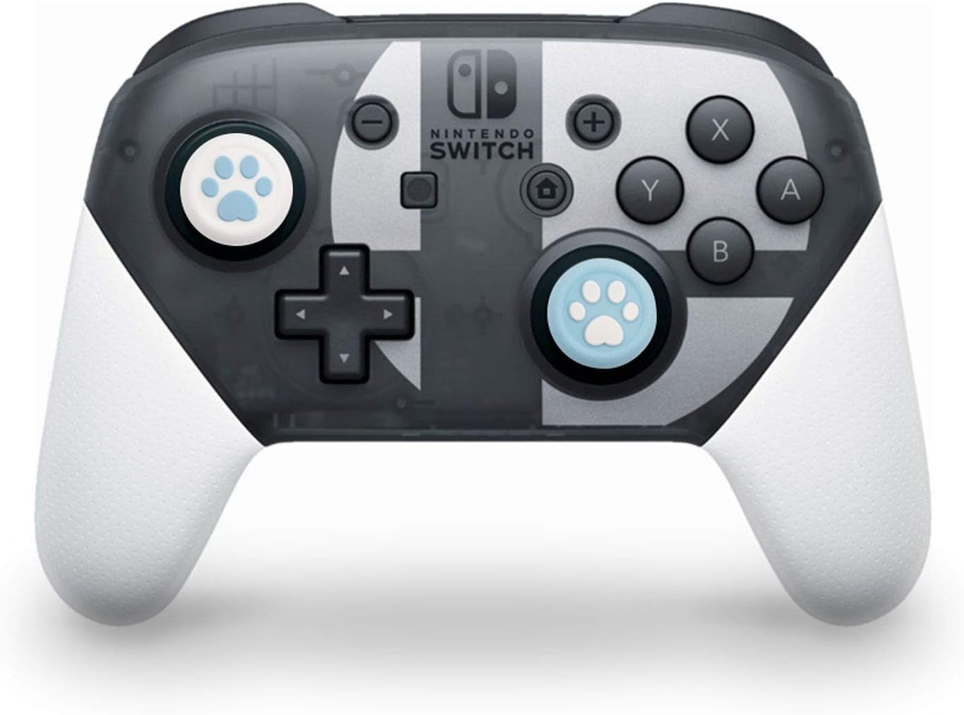 Geekshare Cat Paw PS4 Controller Thumb Grips, Thumbsticks Cover Set Compatible with Switch Pro Controller (Pink Blue) image number 1