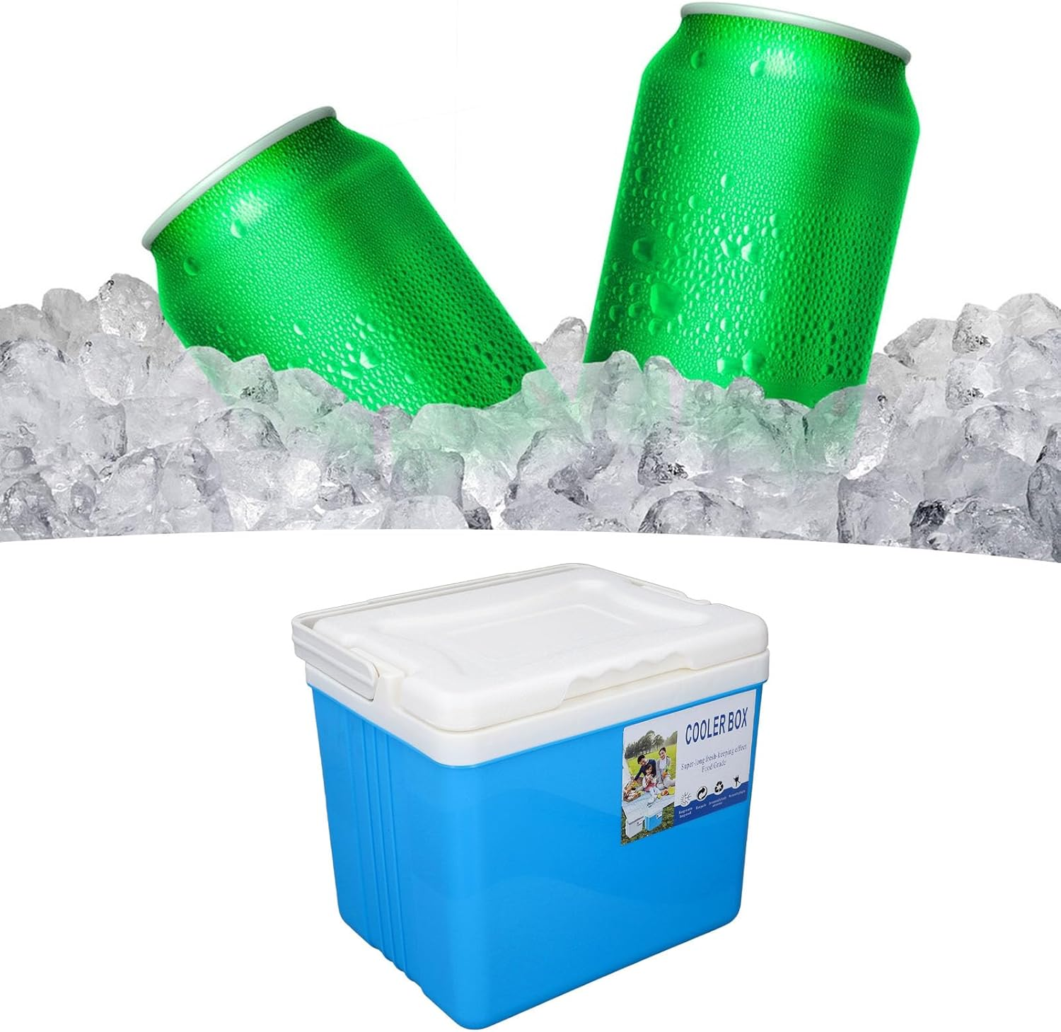 6L Portable Cooler Box Large Capacity, Drink Cool Insulated Hard Cooler Case with Sturdy Handles for Outdoor Fishing Picnic Camping