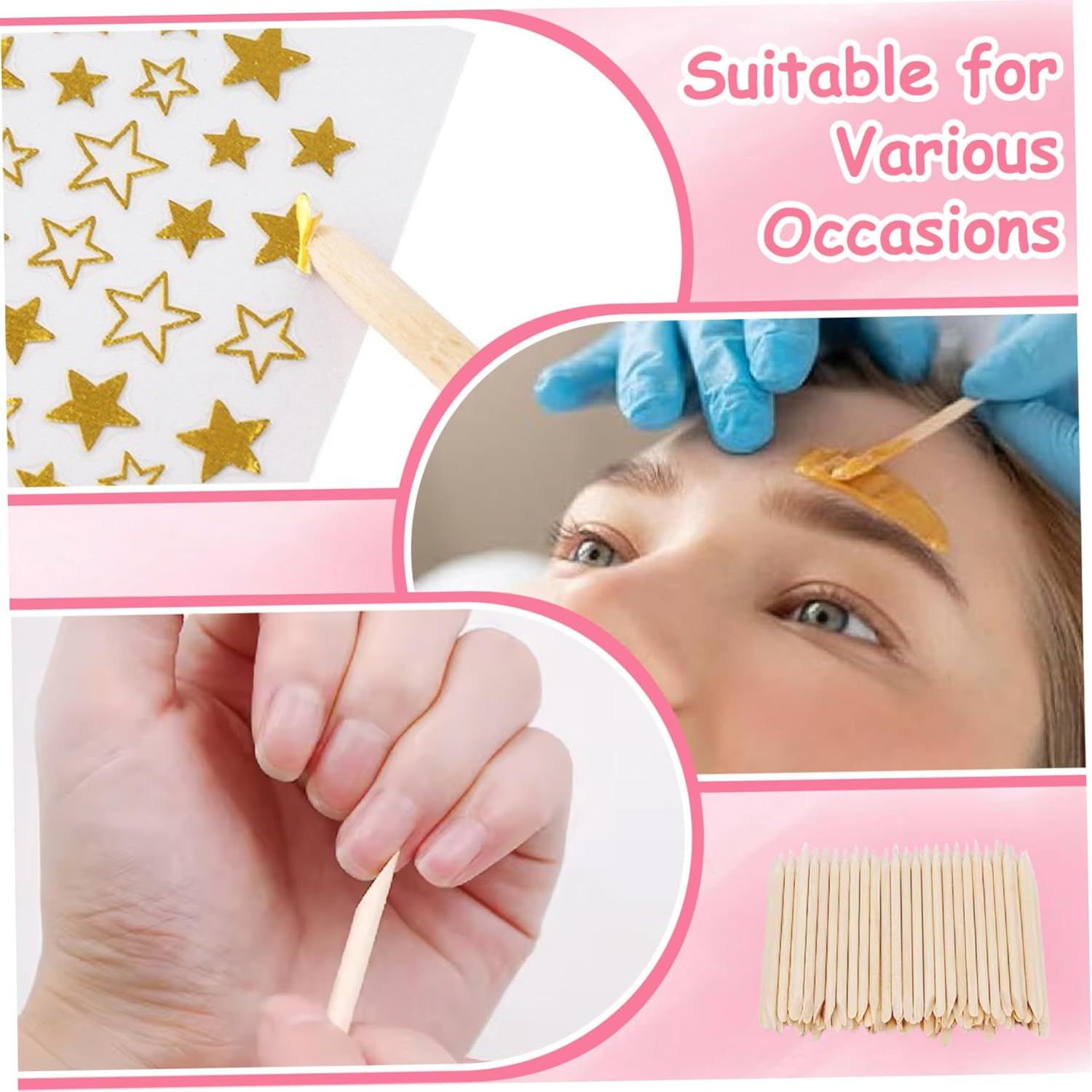 100 Roots Orange Sticks for Nails 3 Inch Smooth and Thornless Wood Nail Sticks Double Sided Multi Functional Cuticle Pusher Tool for Manicure Pedicure Cuticle Pusher image number 5