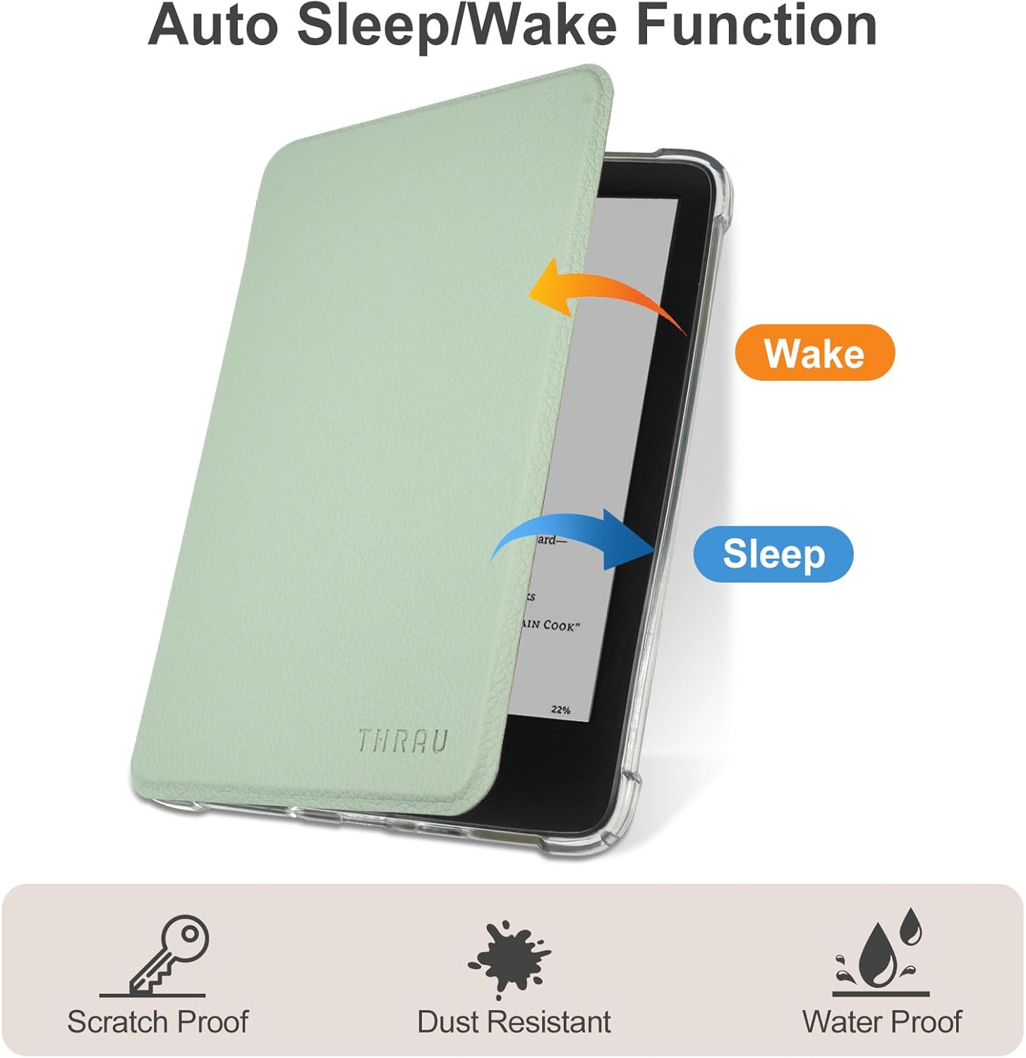 THRAU Case for 6" All-New Kindle 2024/2022 (11Th Gen) &ndash; Ultra Clear Soft Flexible Transparent TPU Back Cover Light Shell with Auto Wake/Sleep for Kindle Basic, Agave Green