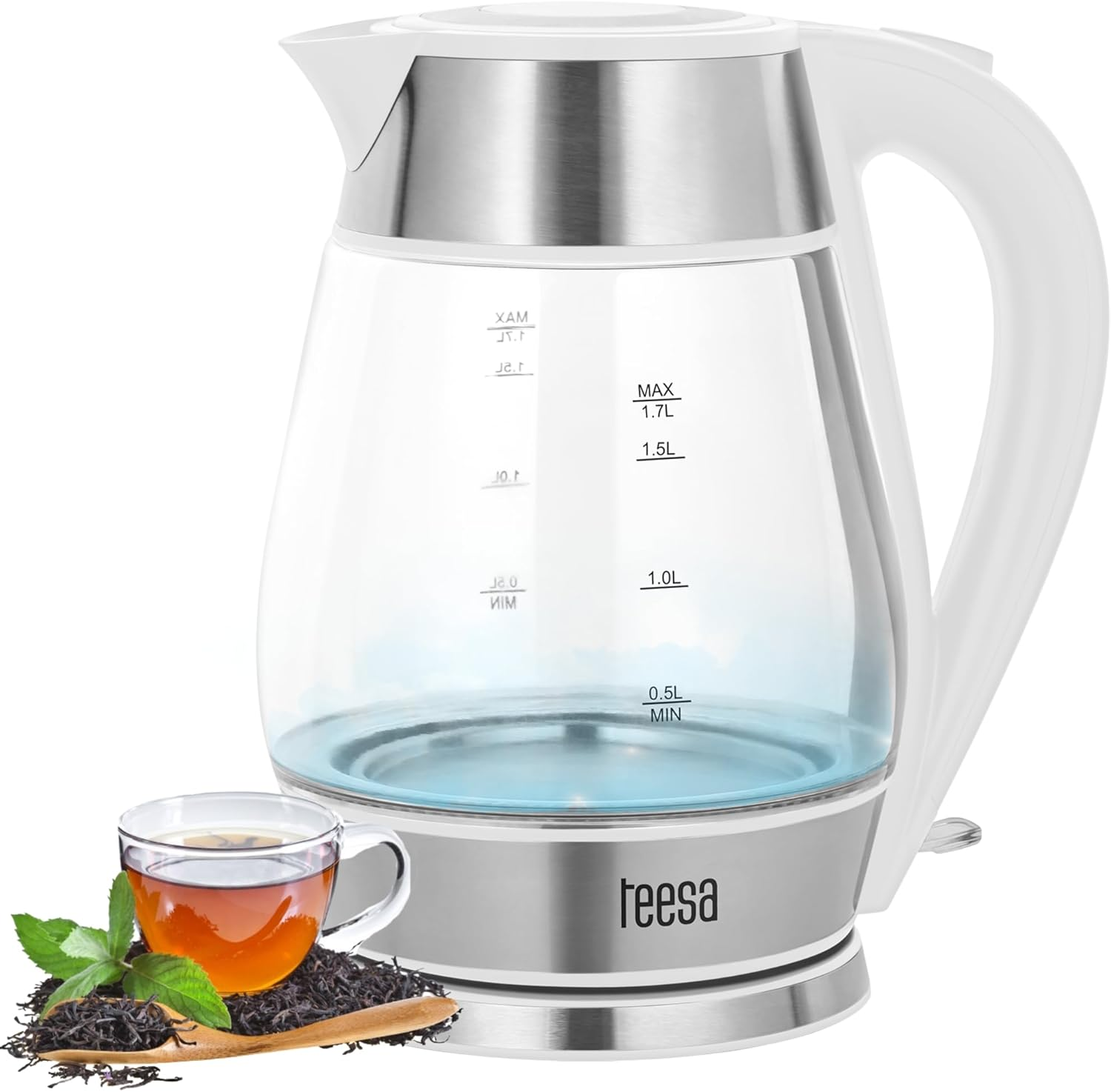 Teesa TSA1512W Wireless Kettle 1.7 L Glass Lighting in Working Time White image number 5