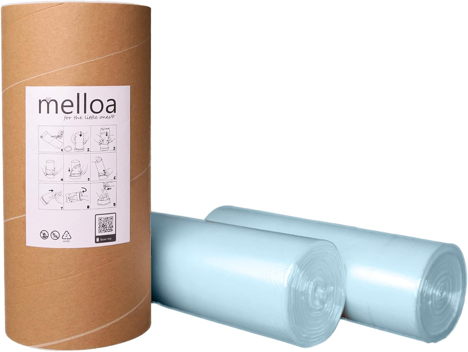 MELLOA Universal Nappy Bin Liner Refill Compatible with Tommee Tippee Nappy Disposal Systems: Sangenic, Tec, Twist and Click, Simplee, Spross, Magic, Littycat and Other Model (Blue, 400M + Paper Tube) image number 1