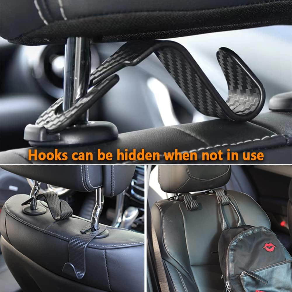 Utility Car Headrest Hidden Hook 33Lb(Max) Car Hooks for Purses and Bags,Hard Hat Holder for Truck Seat Hanger Storage Organizer for Coats,Umbrellas,Grocery Bags,Handbags Universal Car Accessories