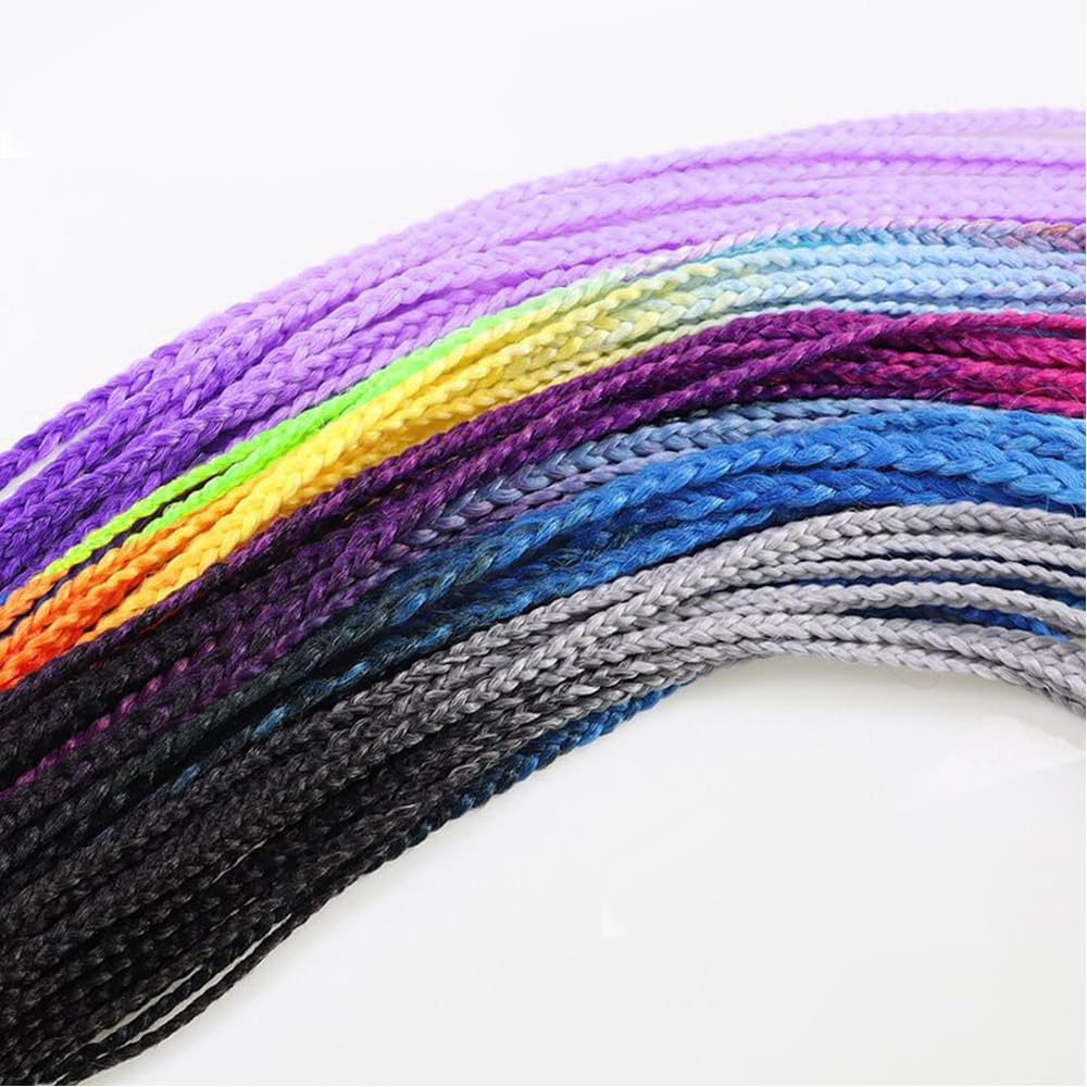 1X Ponytail Long Braids Colorful Band Pigtail Synthetic Braided Hair Extension #F