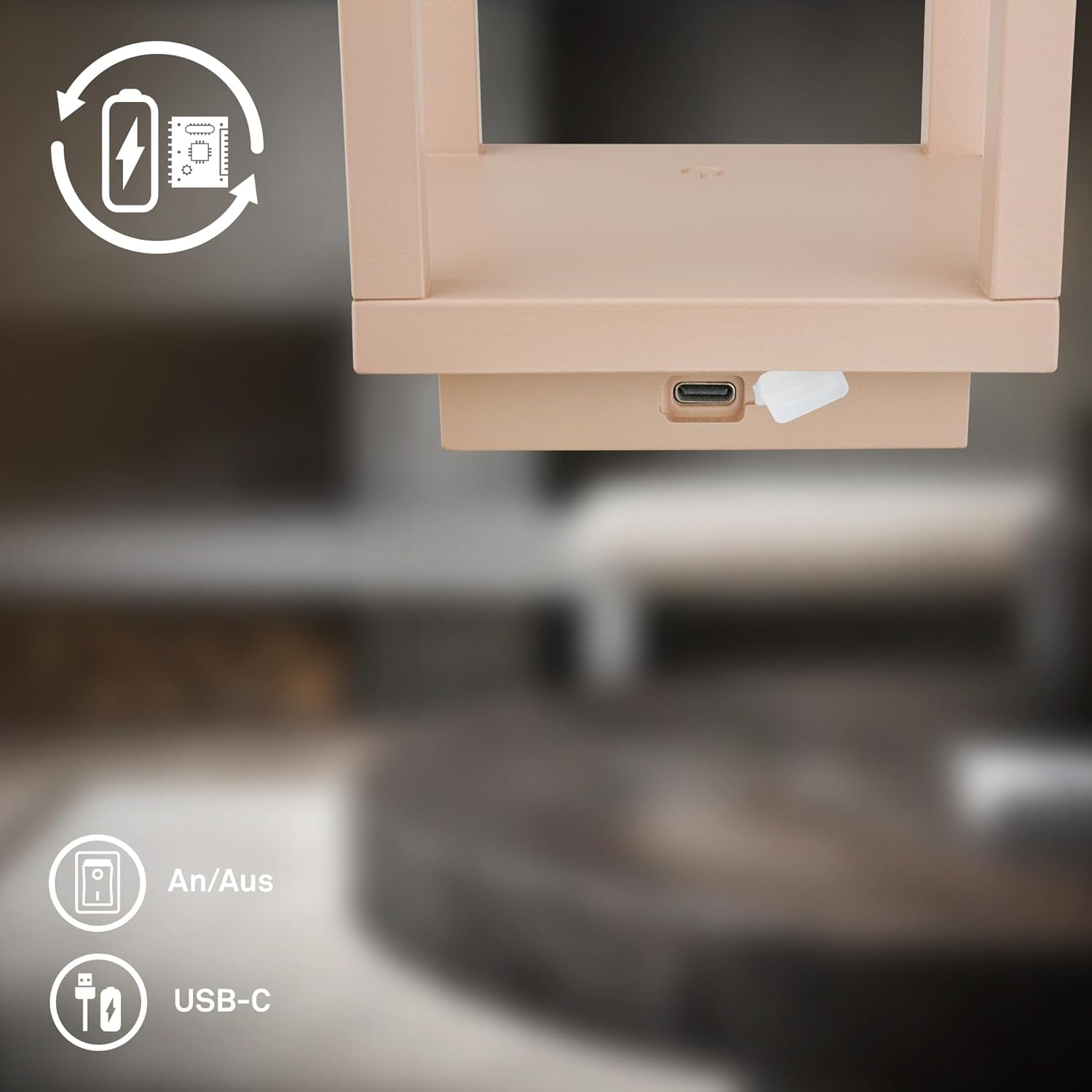 BRILONER - LED Table Lamp Wireless IP44 with Touch, Dimmable, CCT, Battery & Light Source Interchangeable, LED Lantern, Table Lamp, Battery Lamp, Patio, Outdoor Lamp, 10 X 10 X 22 Cm, Beige image number 3