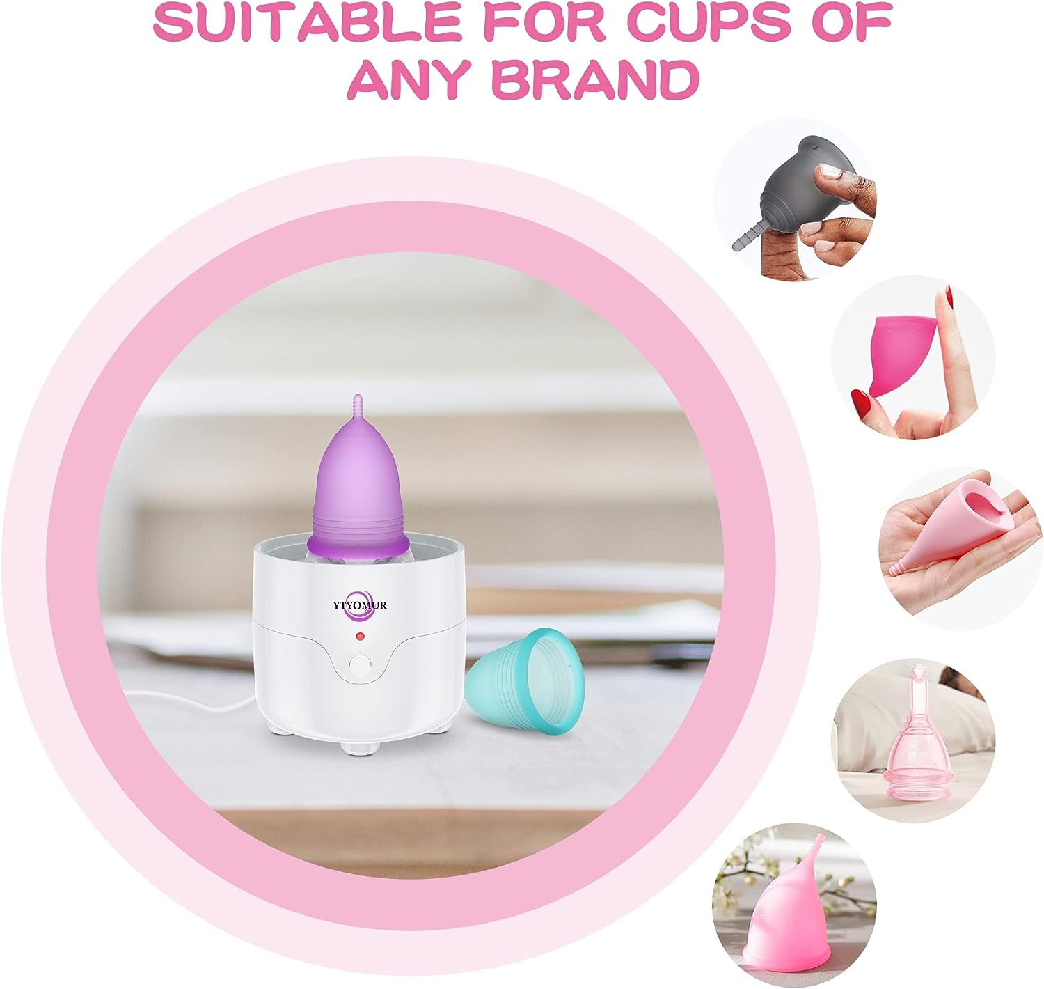 YTYOMUR Menstrual Cup Steamer Sterilizer with 2 Reusable Menstrual Cups, Period Cups Cleaner Wash Kit image number 1