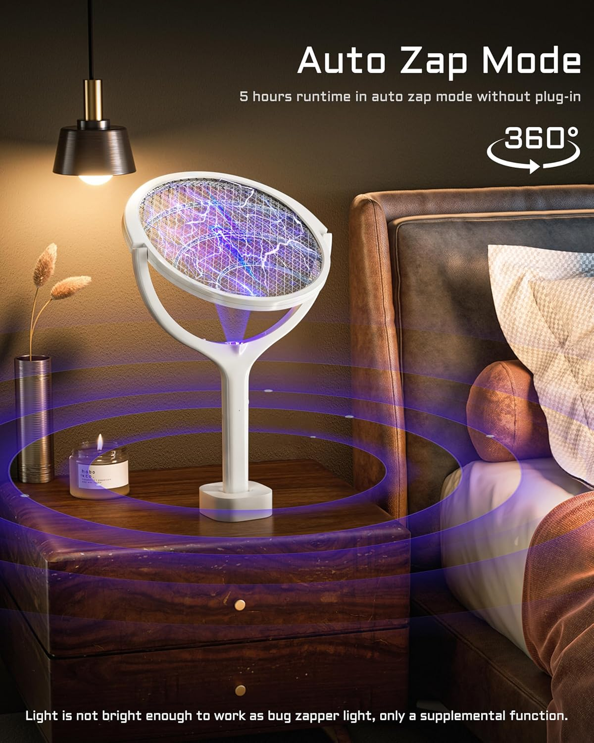 YESDEX Electric Mosquito Zapper - 180&deg; Rotating Head Rechargeable Mosquito Swatter, 4000V Bug Zapper Electric Mosquito Trap, Mosquito Repellent with a Telescopic Extension for Indoor & Outdoor