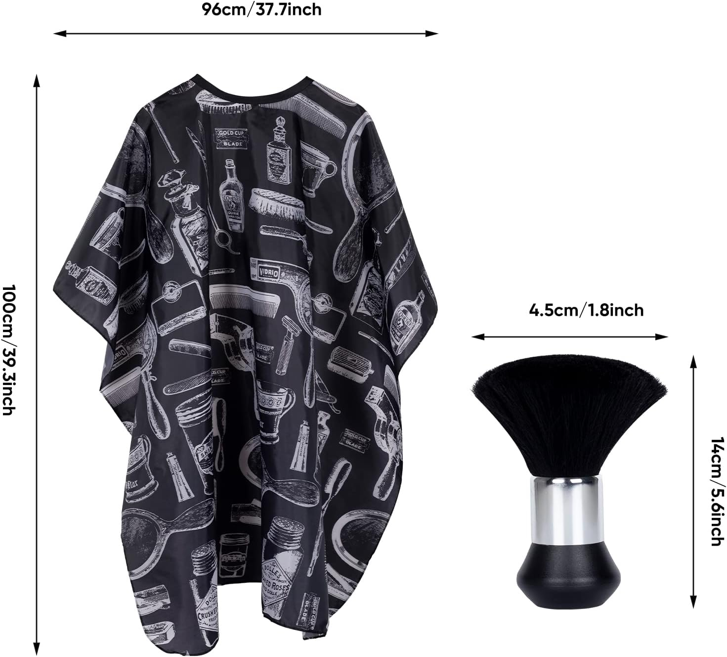 Meinraum Hairdressing Cape Adult with Hairdresser Waterproof Hairdressing Cape Neck Brush Adjustable Press Stud Hair Cutting Cape Black Hairdressing Set for Household Salon Hair Cutting, Black, One Size image number 4