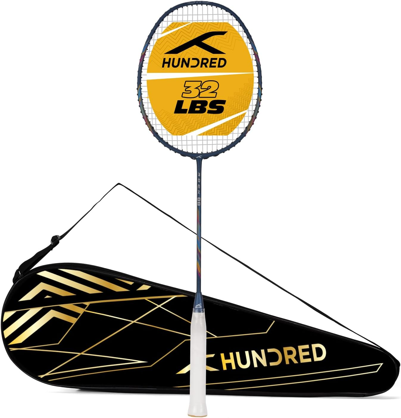 HUNDRED Rock 88 Carbon Fibre Strung Badminton Racket with Full Racket Cover