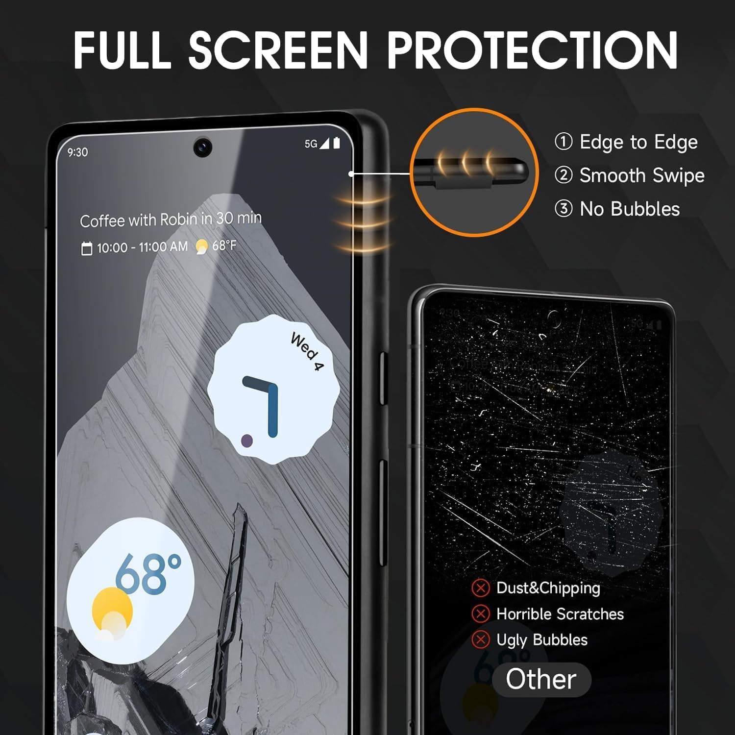 Zonyee 3 Pack Privacy Screen Protector for Google Pixel 10 Pro, 9H Hardness Anti-Spy Full Adhesive Coverage Tempered Glass Film for Google Pixel 10 Pro [Support Fingerprint Reader, Anti-Fingerprint] image number 5